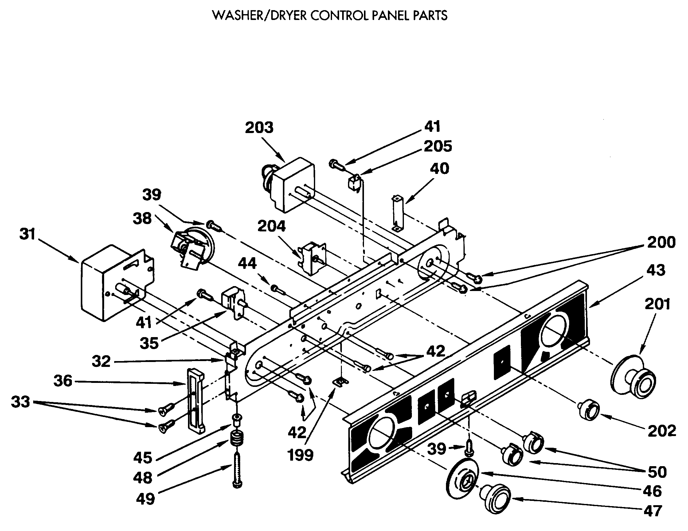 WASHER/DRYER CONTROL PANEL PARTS