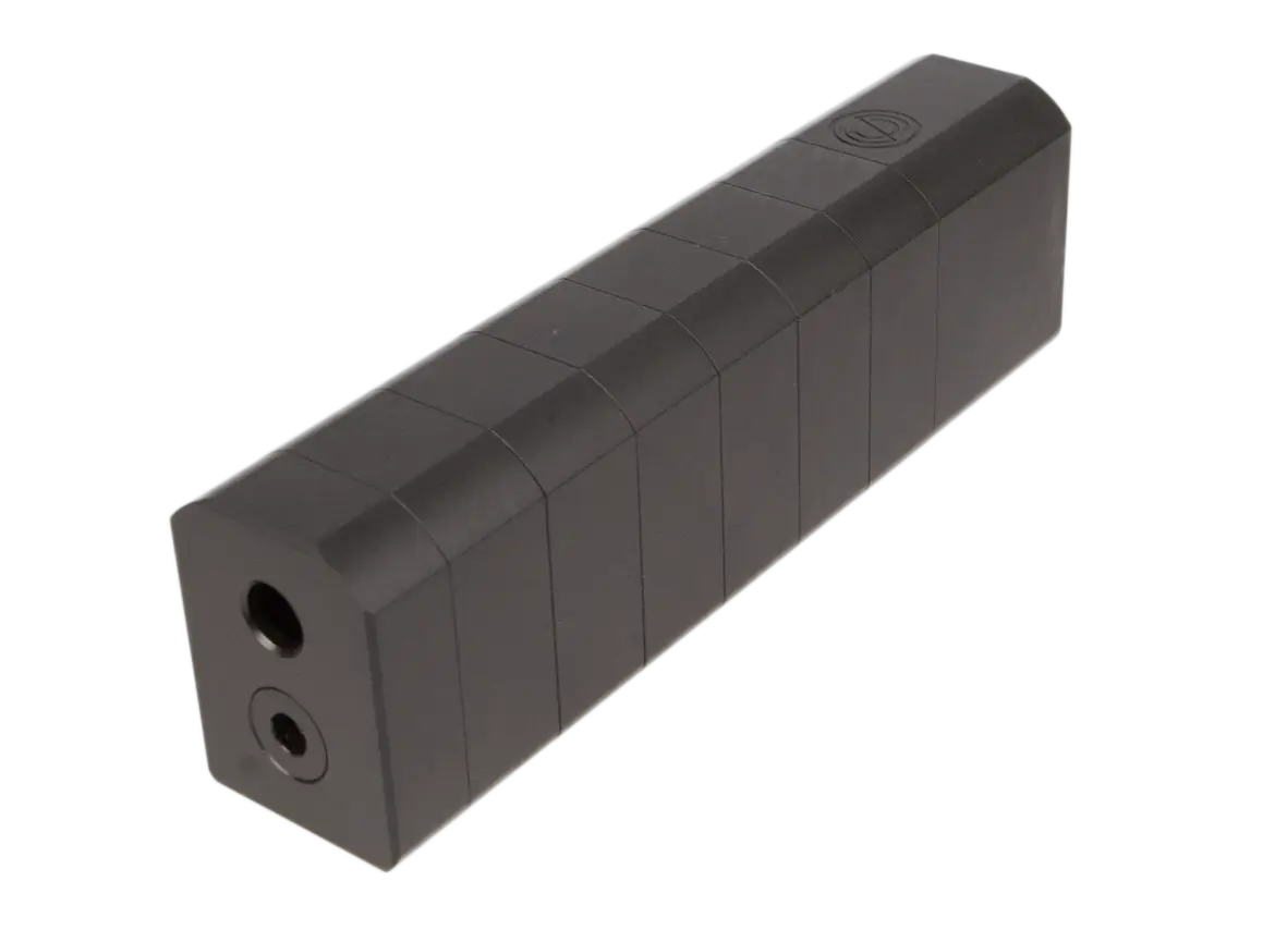 SilencerCo Osprey Micro 22 Suppressor, on a transparent background - front view