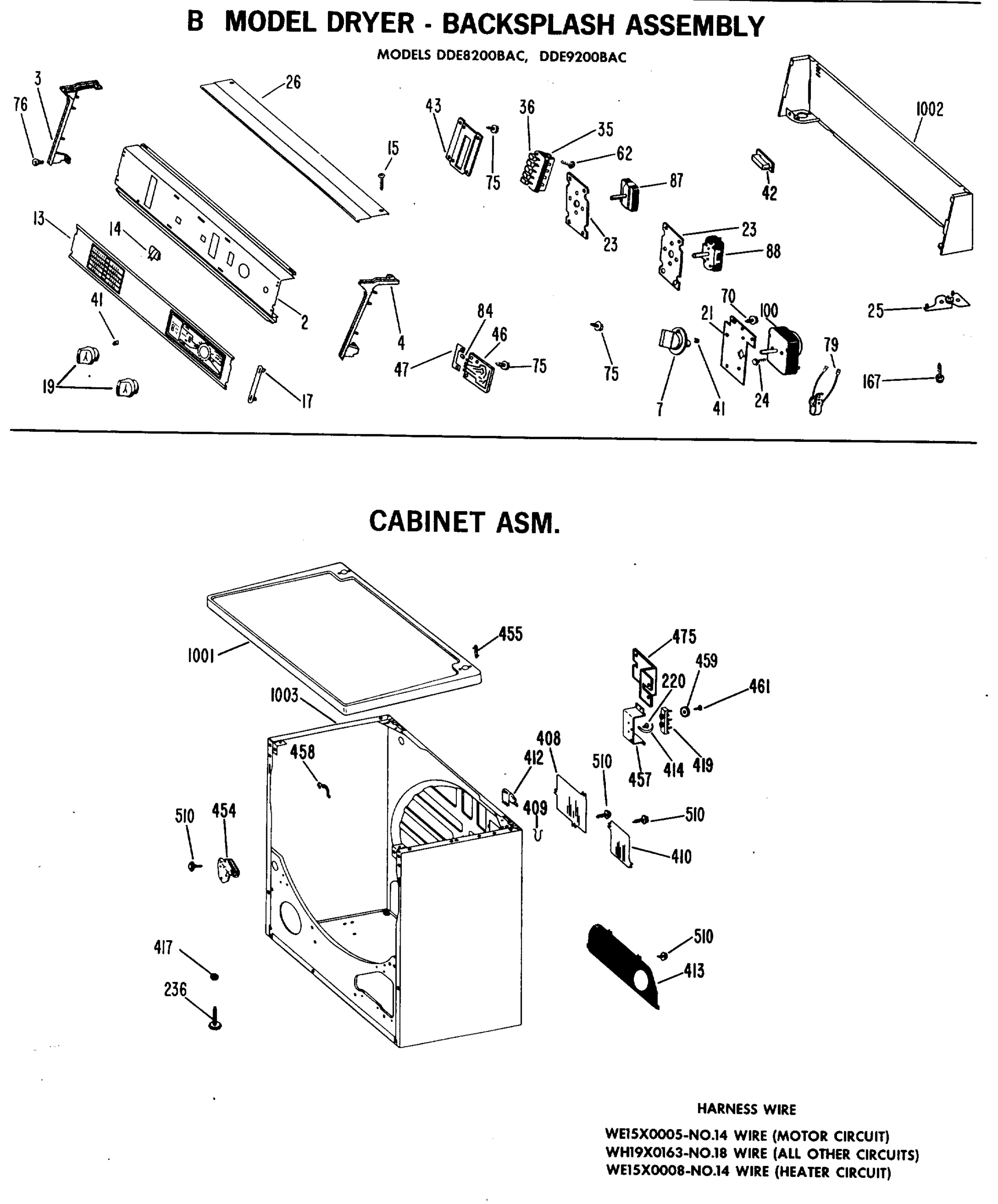 B MODEL DRYER - BACKSPLASH ASSEMBLY