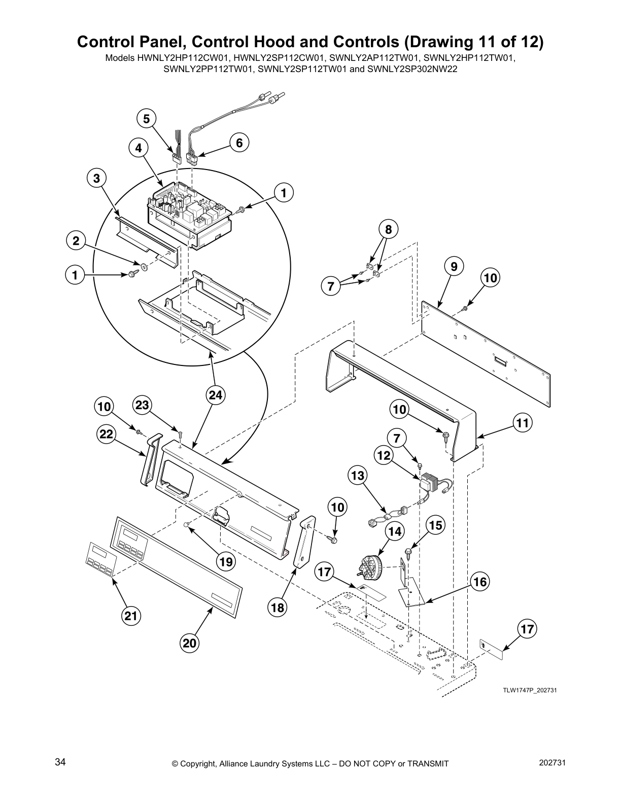 Control Panel, Control Hood and Controls (Drawing 11 of 12)