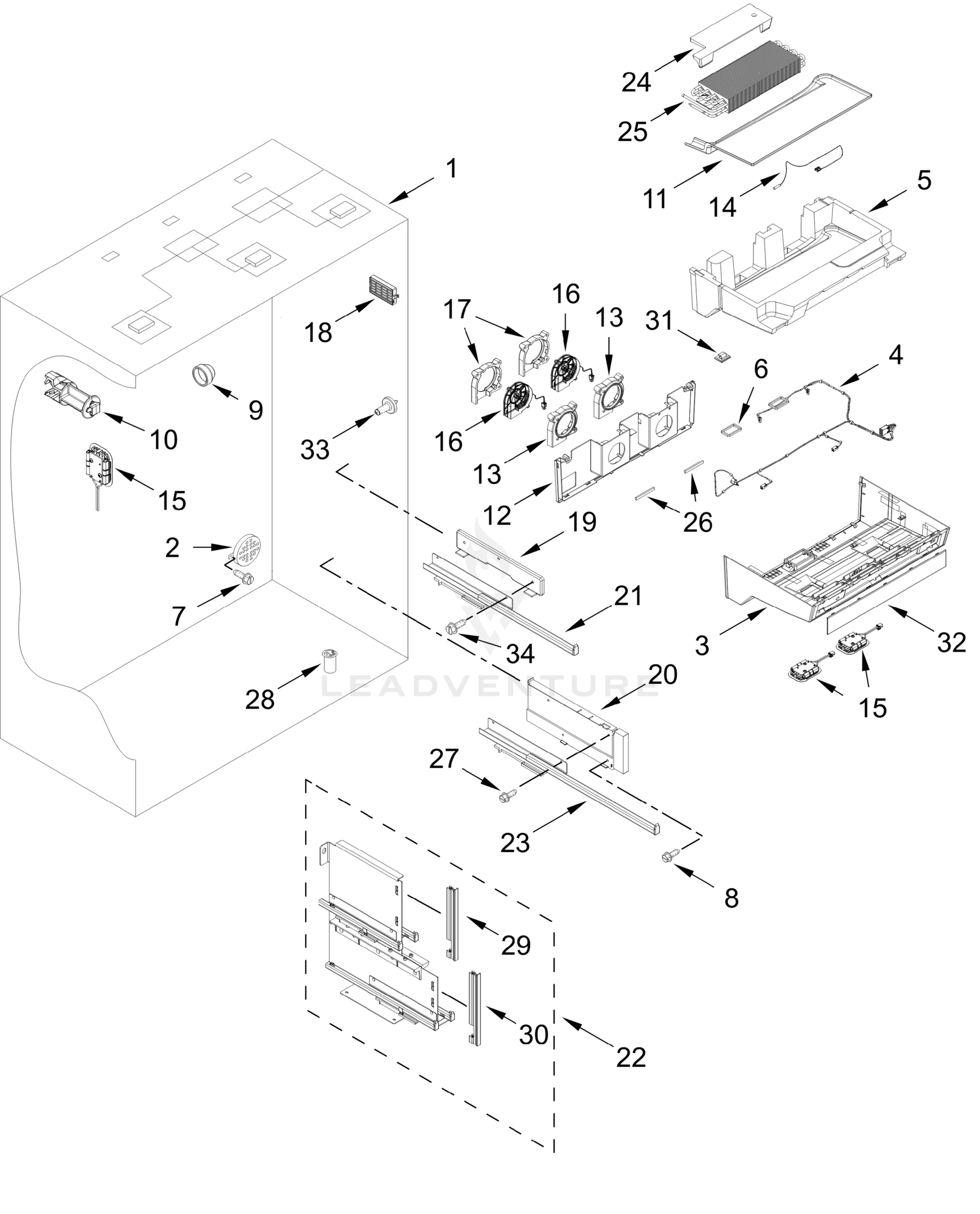 REFRIGERATOR LINER PARTS