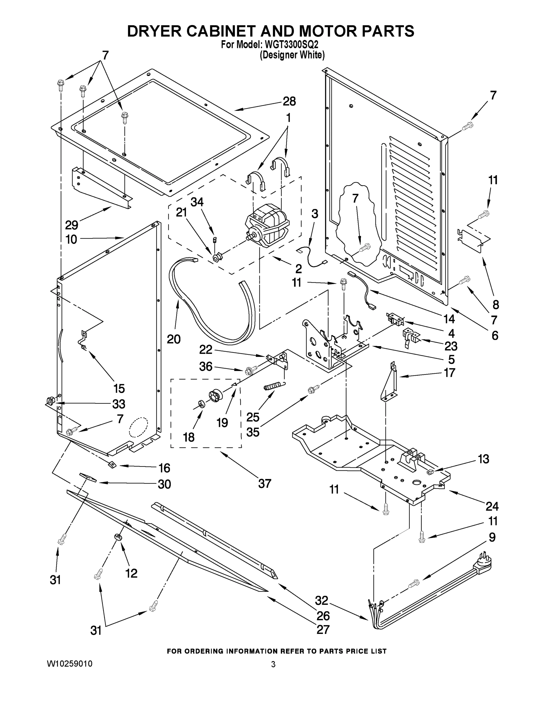 03 - DRYER CABINET AND MOTOR PARTS