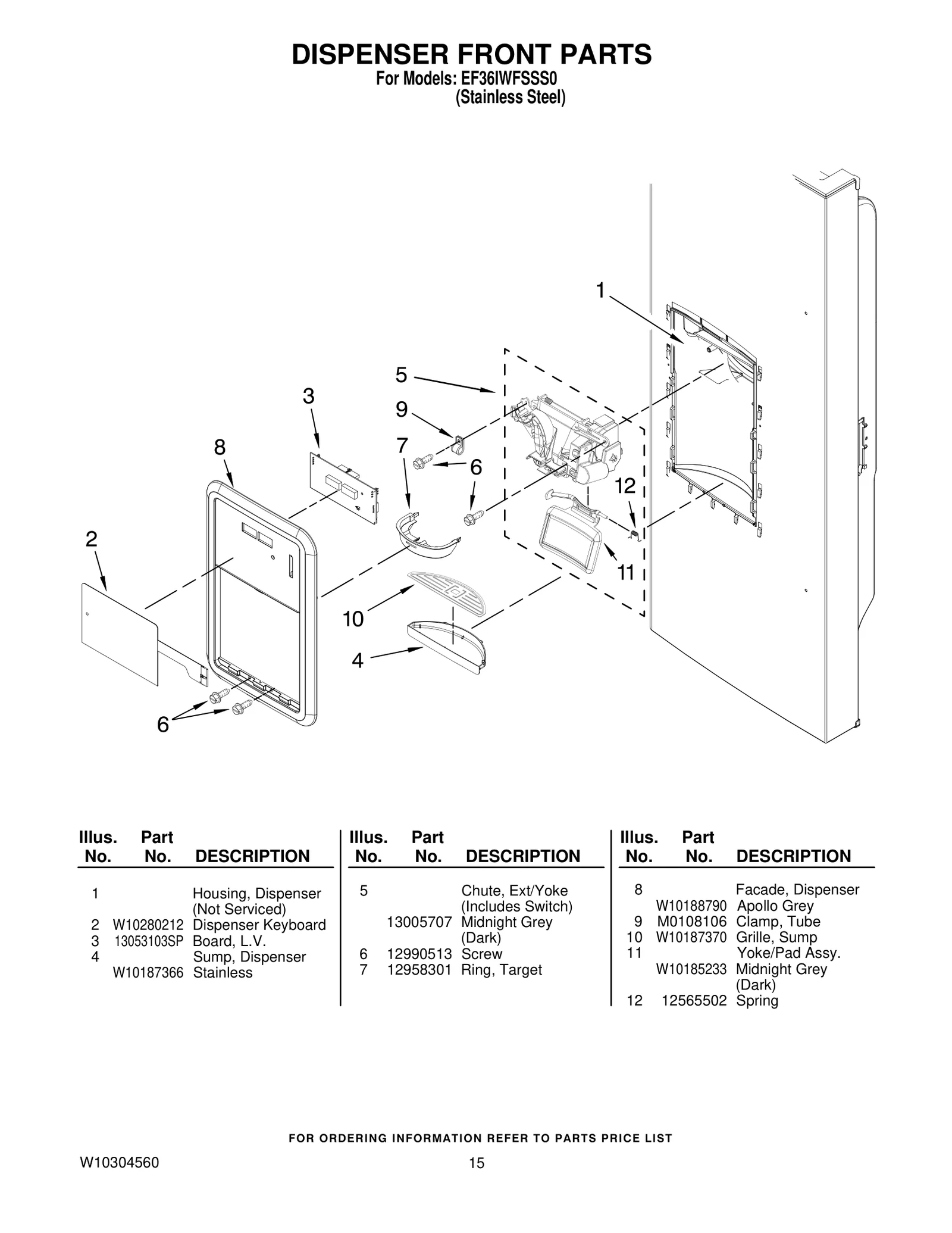 DISPENSER FRONT PARTS