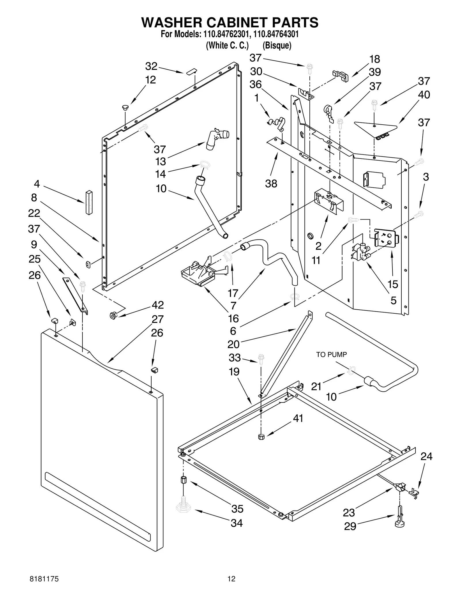 WASHER CABINET PARTS