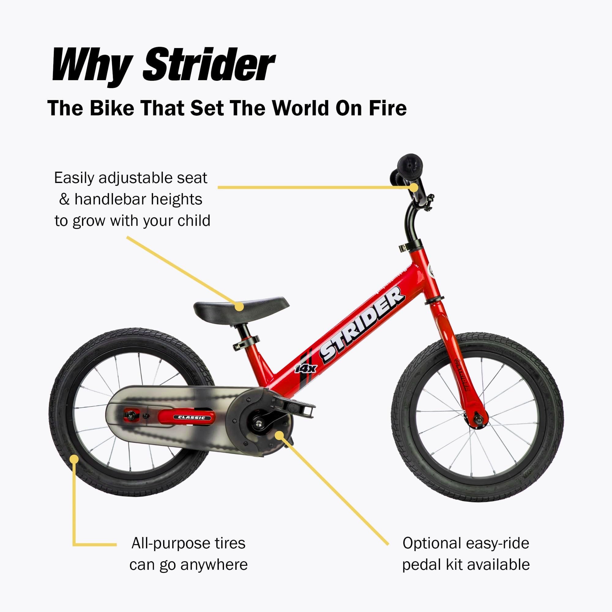 Strider 14x Classic Balance Bike for Kids 3-6 Years, Rocket Red ...