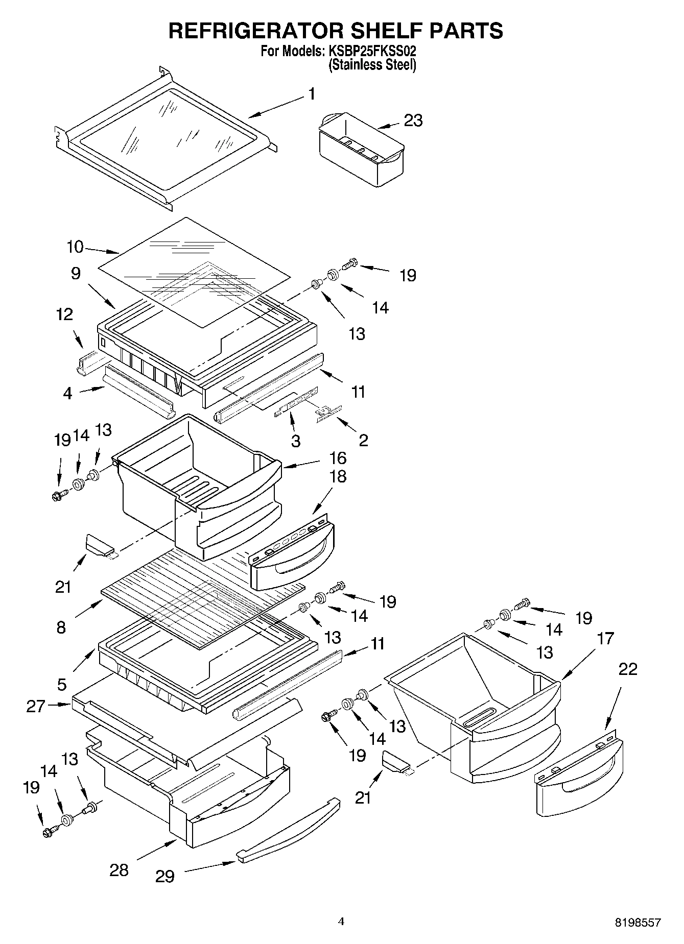 03 - REFRIGERATOR SHELF PARTS