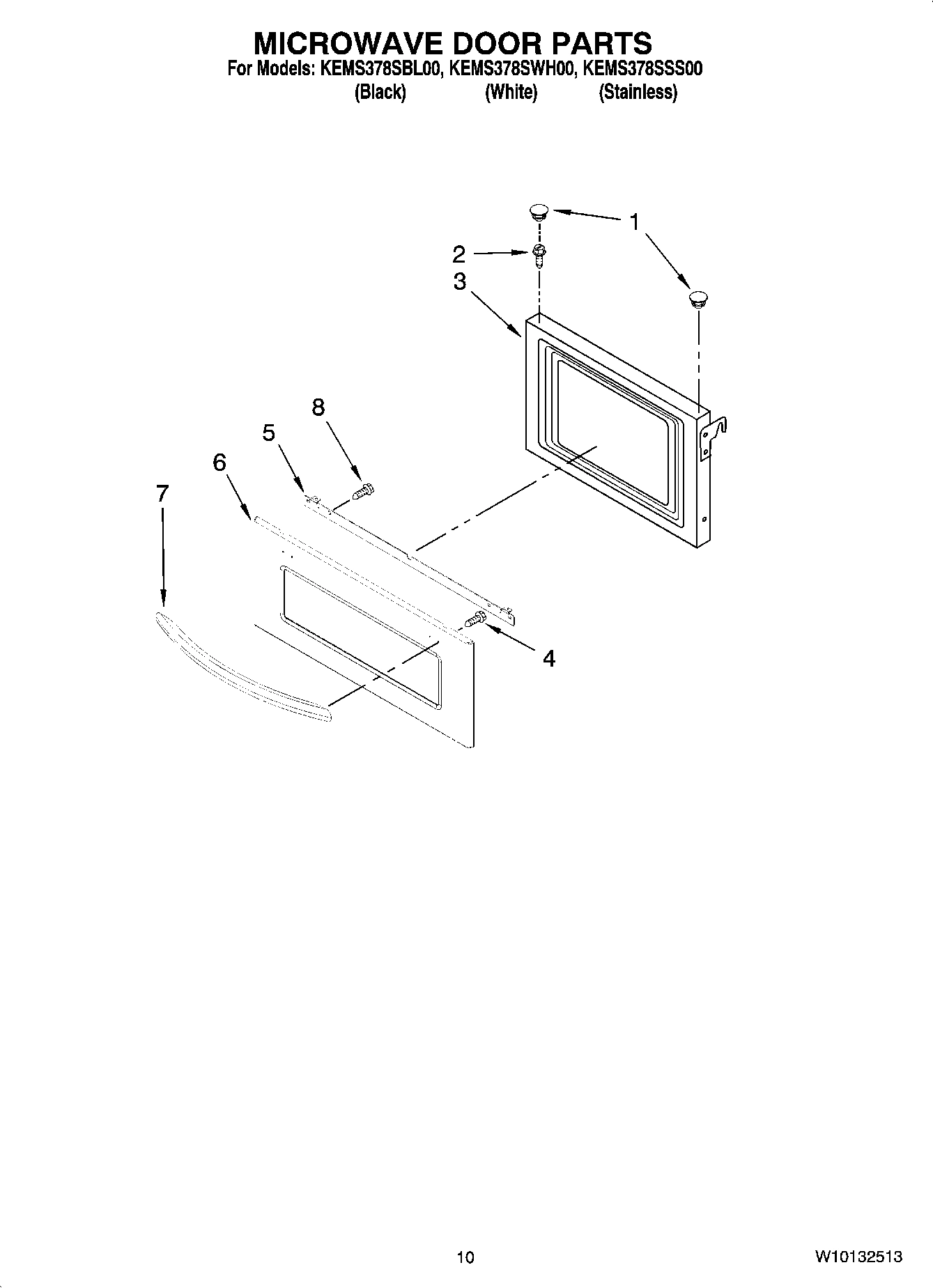 08 - MICROWAVE DOOR PARTS, OPTIONAL PARTS (NOT INCLUDED)