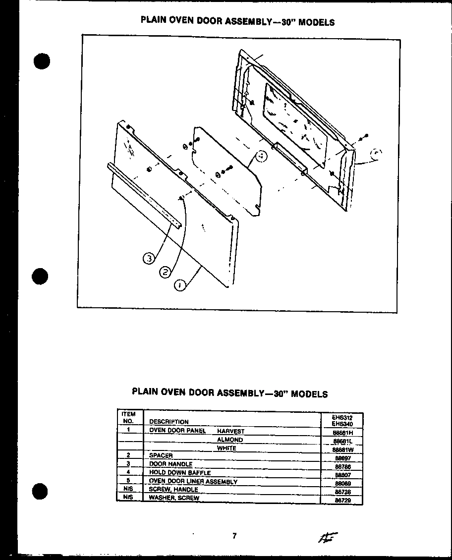 07 - PLAIN OVEN DOOR ASSY-30`` MODELS