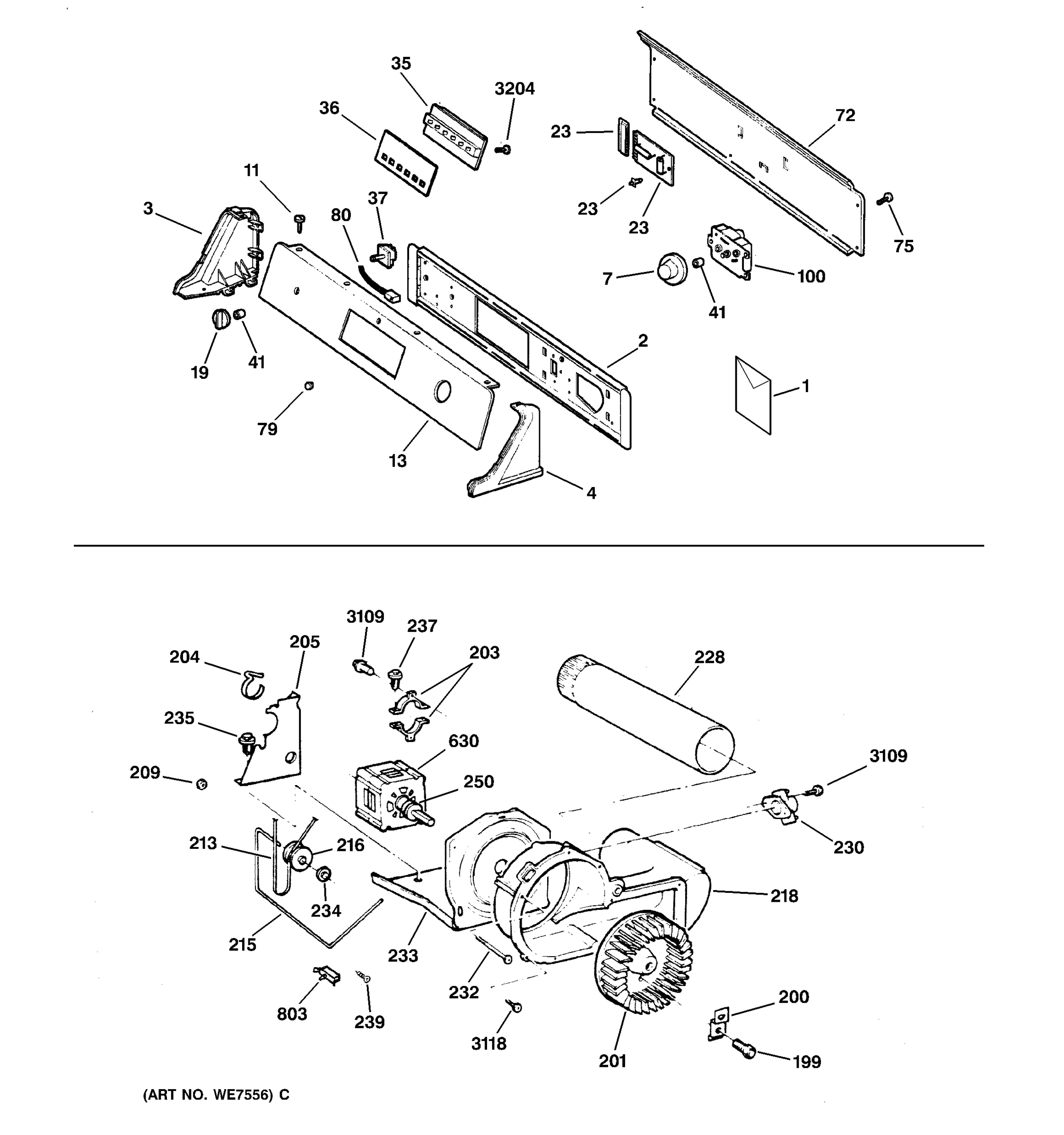BACKSPLASH, BLOWER & MOTOR