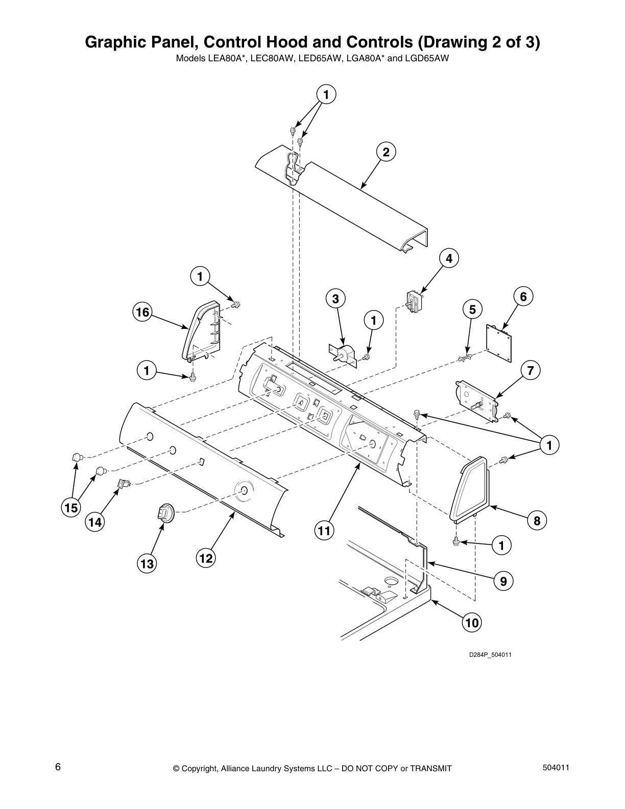 Graphic Panel, Control Hood and Controls (Drawing 2 of 3)
