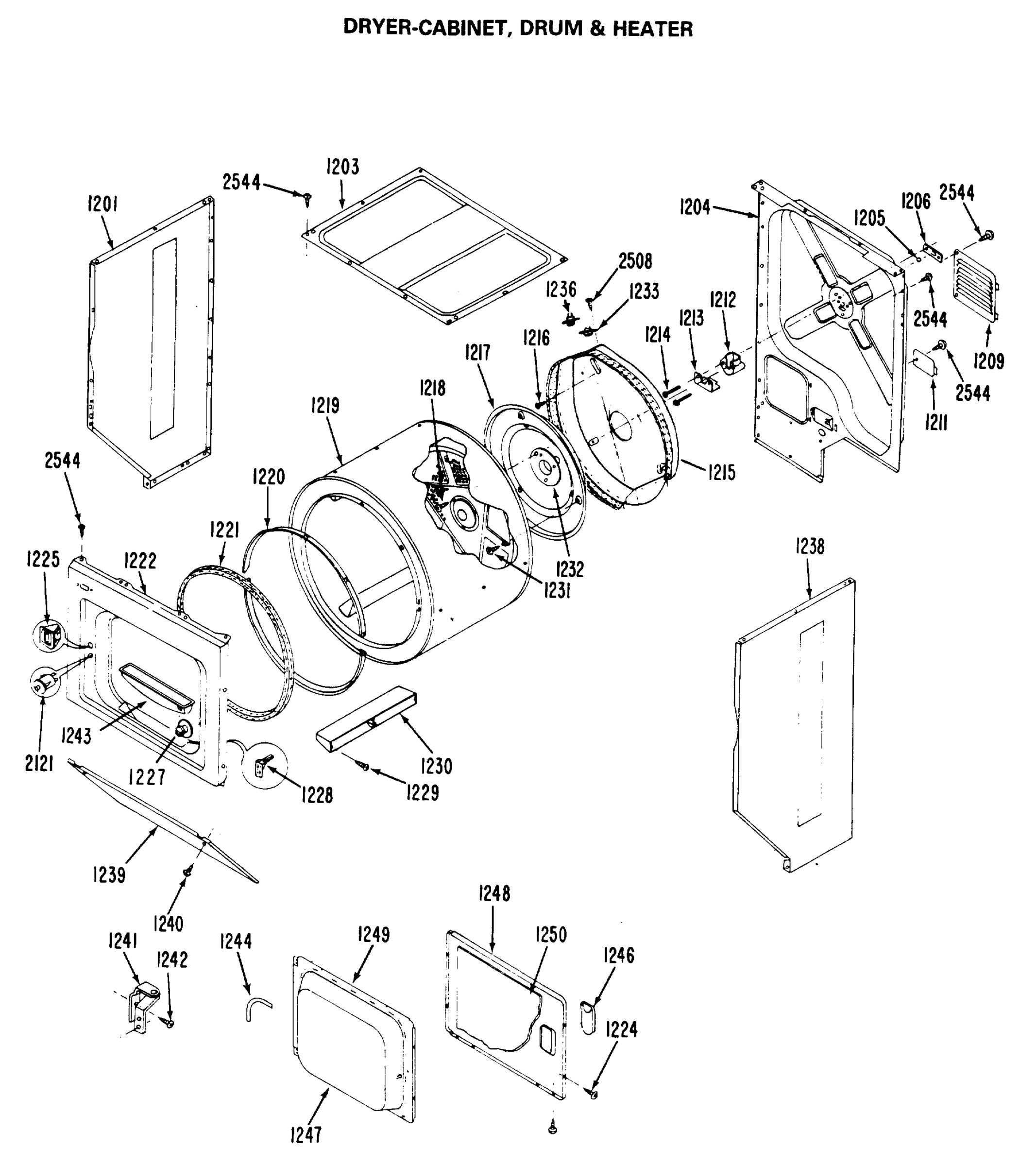 DRYER-CABINET, DRUM & HEATER
