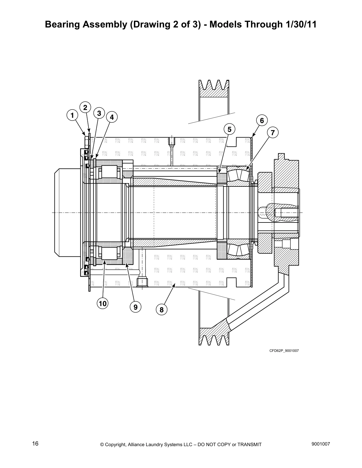 Bearing Assembly (Drawing 2 of 3) - Models Through 1/30/11