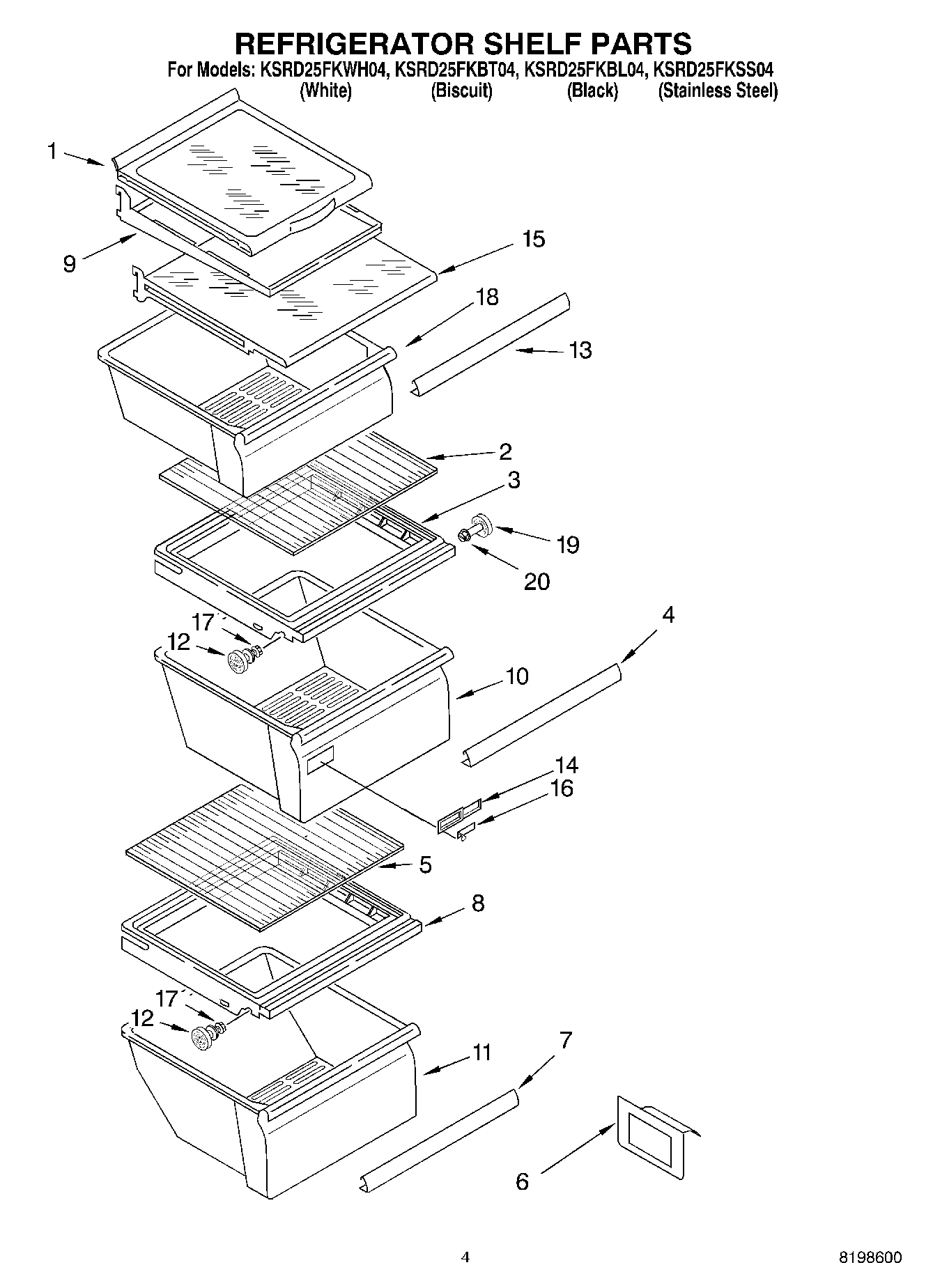 03 - REFRIGERATOR SHELF PARTS