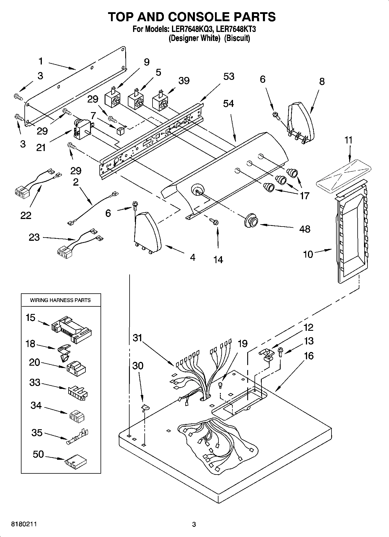 02 - TOP AND CONSOLE PARTS OPTIONAL PARTS (NOT INCLUDED)