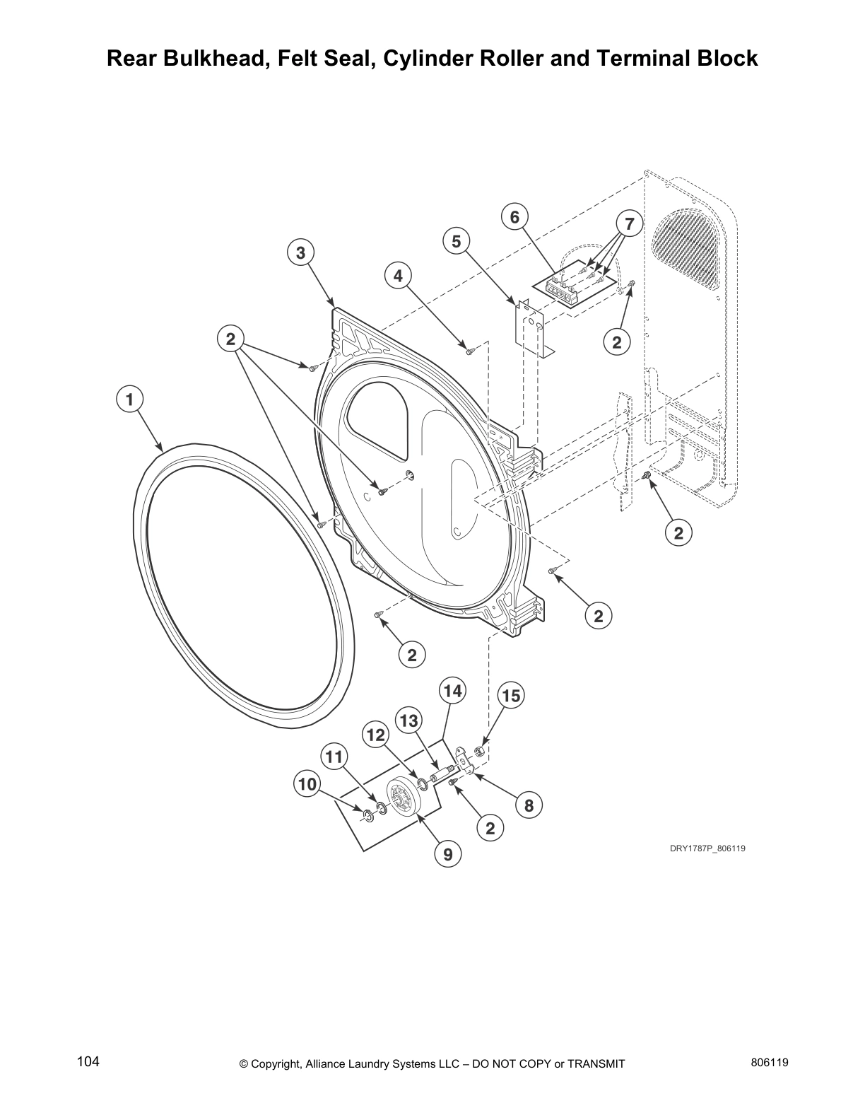 Rear Bulkhead, Felt Seal, Cylinder Roller and Terminal Block