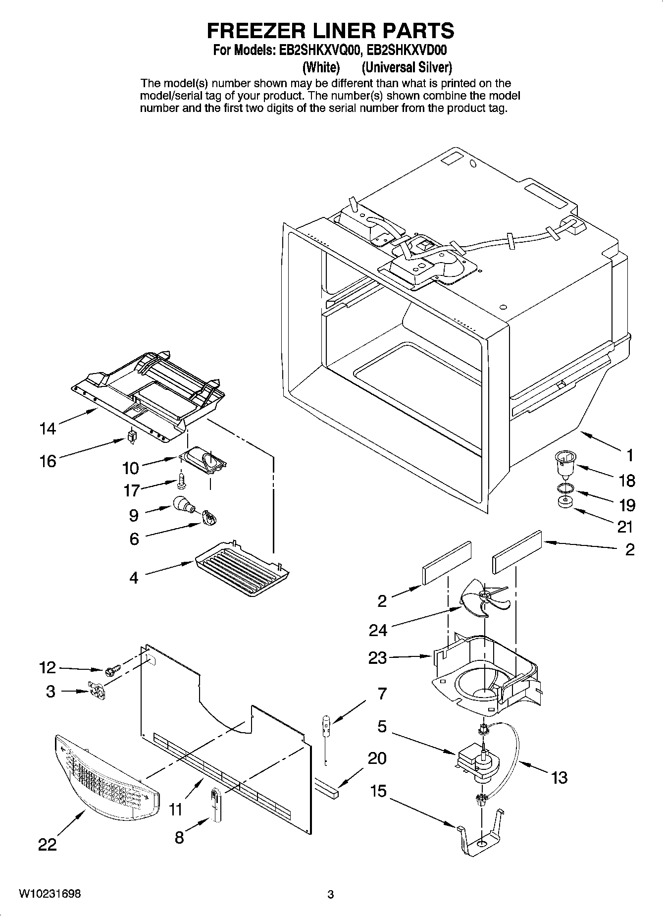 02 - FREEZER LINER PARTS