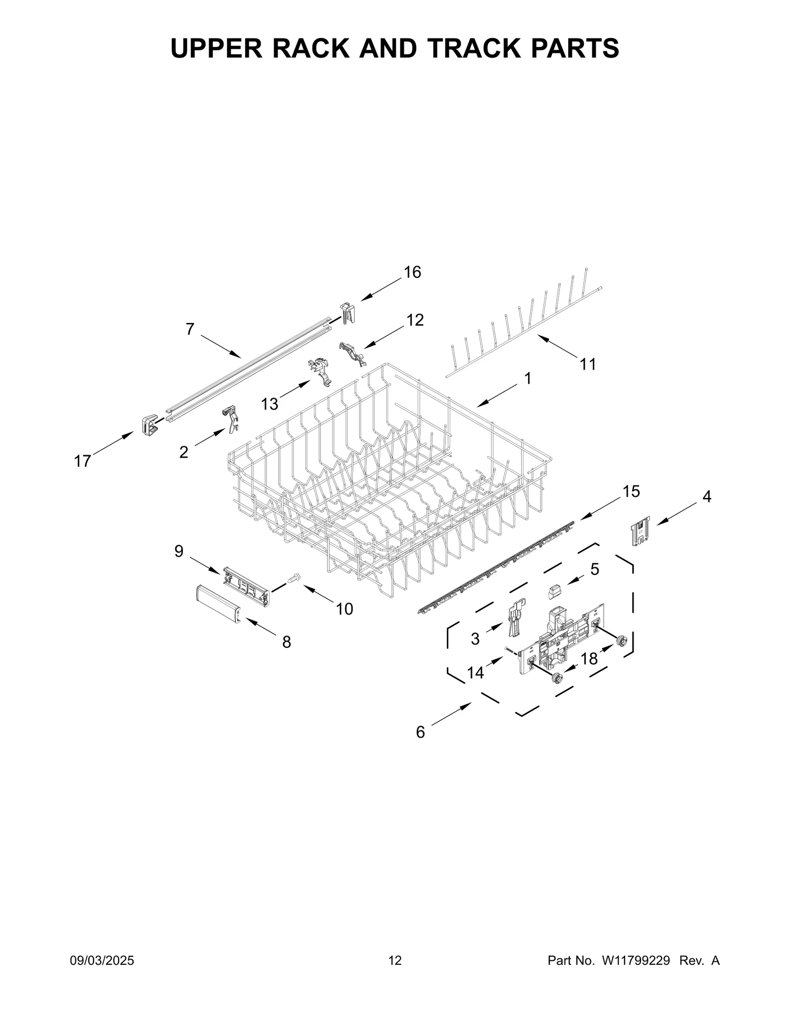 UPPER RACK AND TRACK PARTS