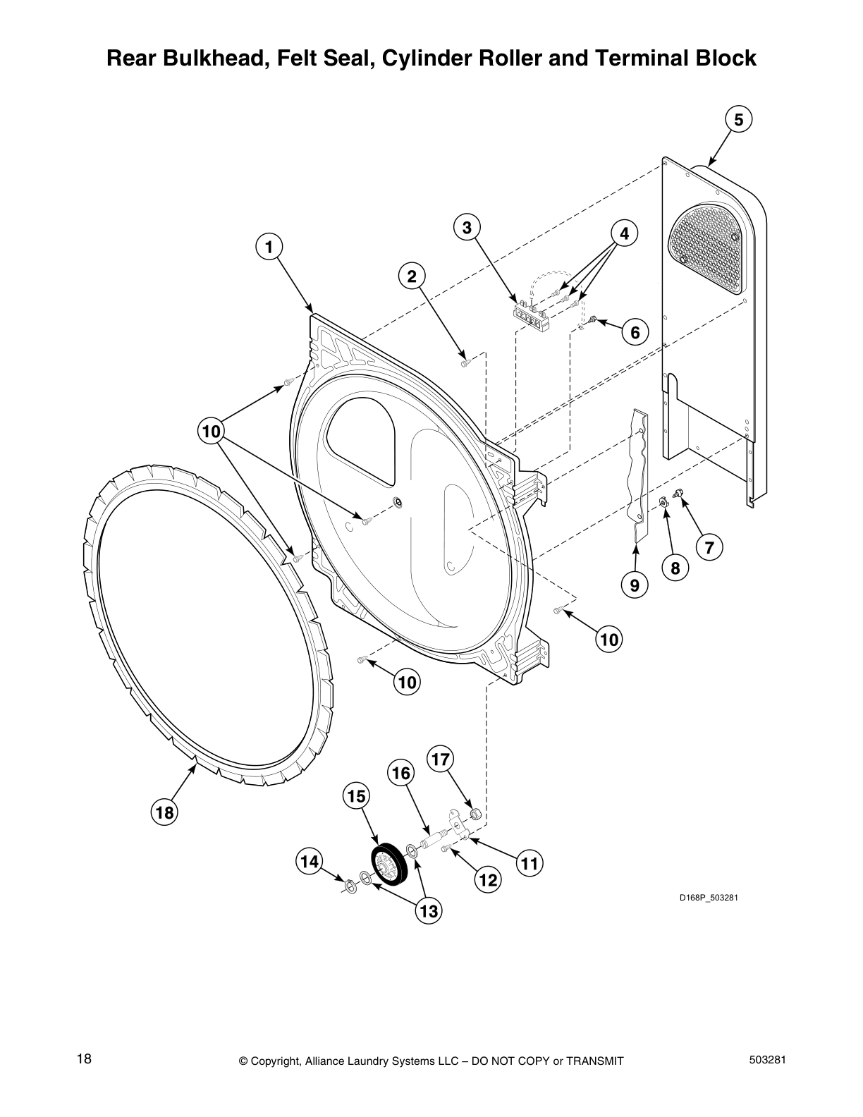 Rear Bulkhead, Felt Seal, Cylinder Roller and Terminal Block