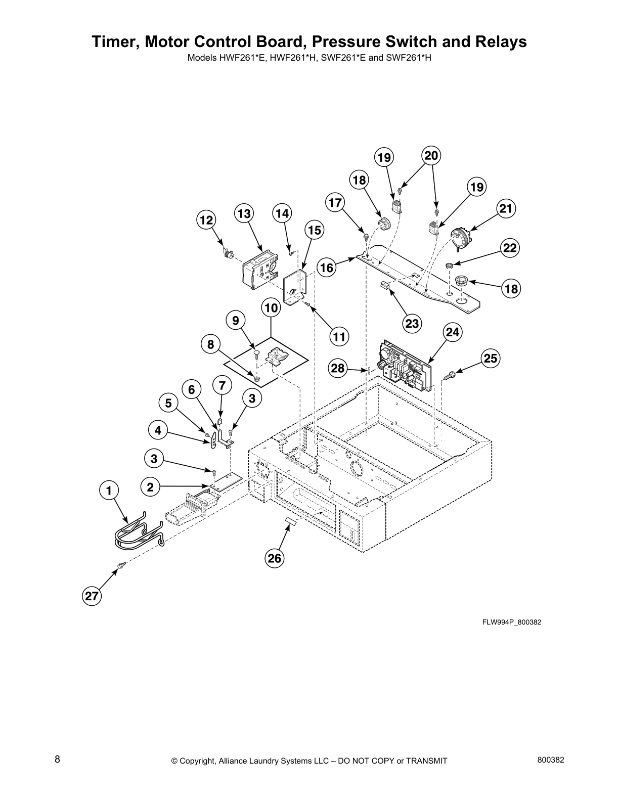 Timer, Motor Control Board, Pressure Switch and Relays