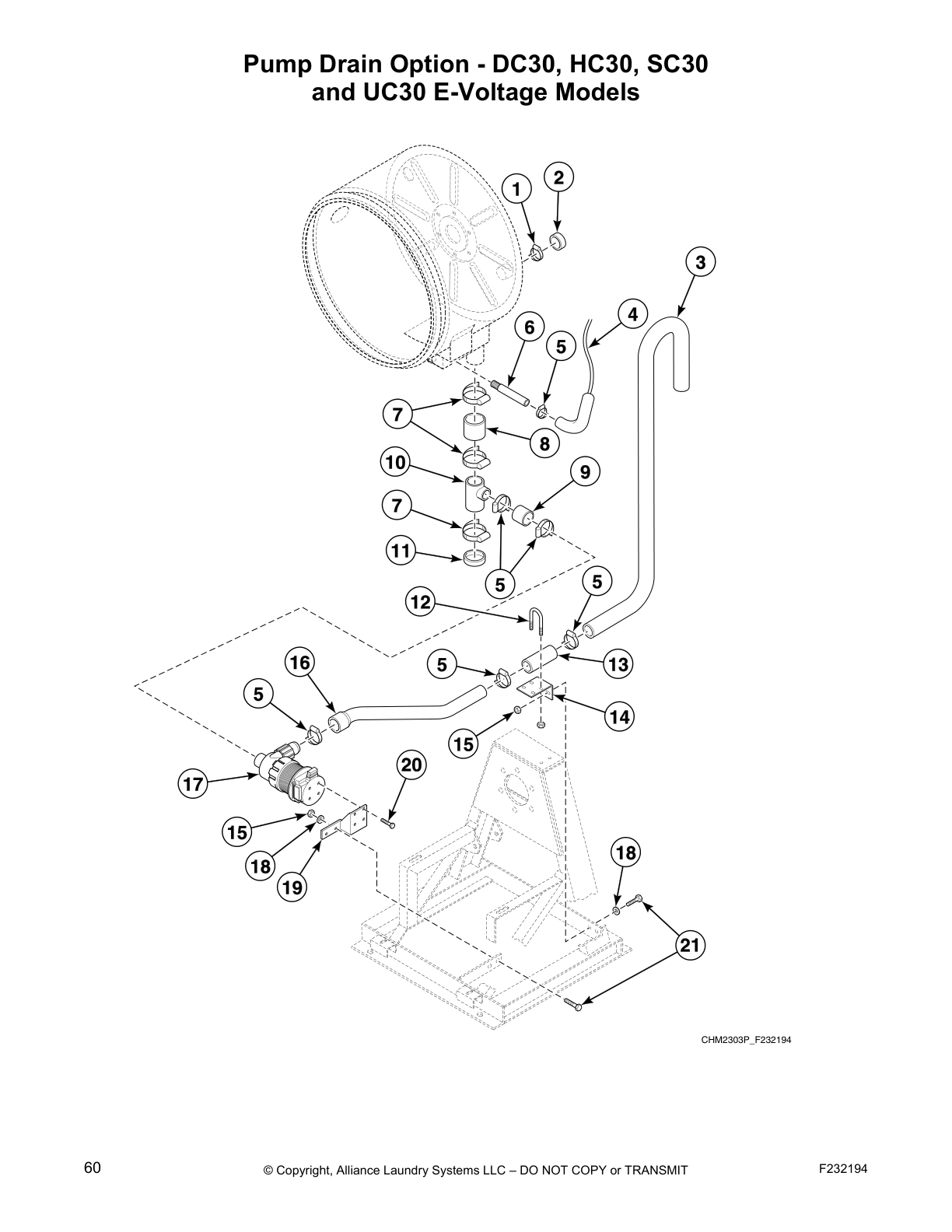 Pump Drain Option - DC30, HC30, SC30 
and UC30 E-Voltage Models