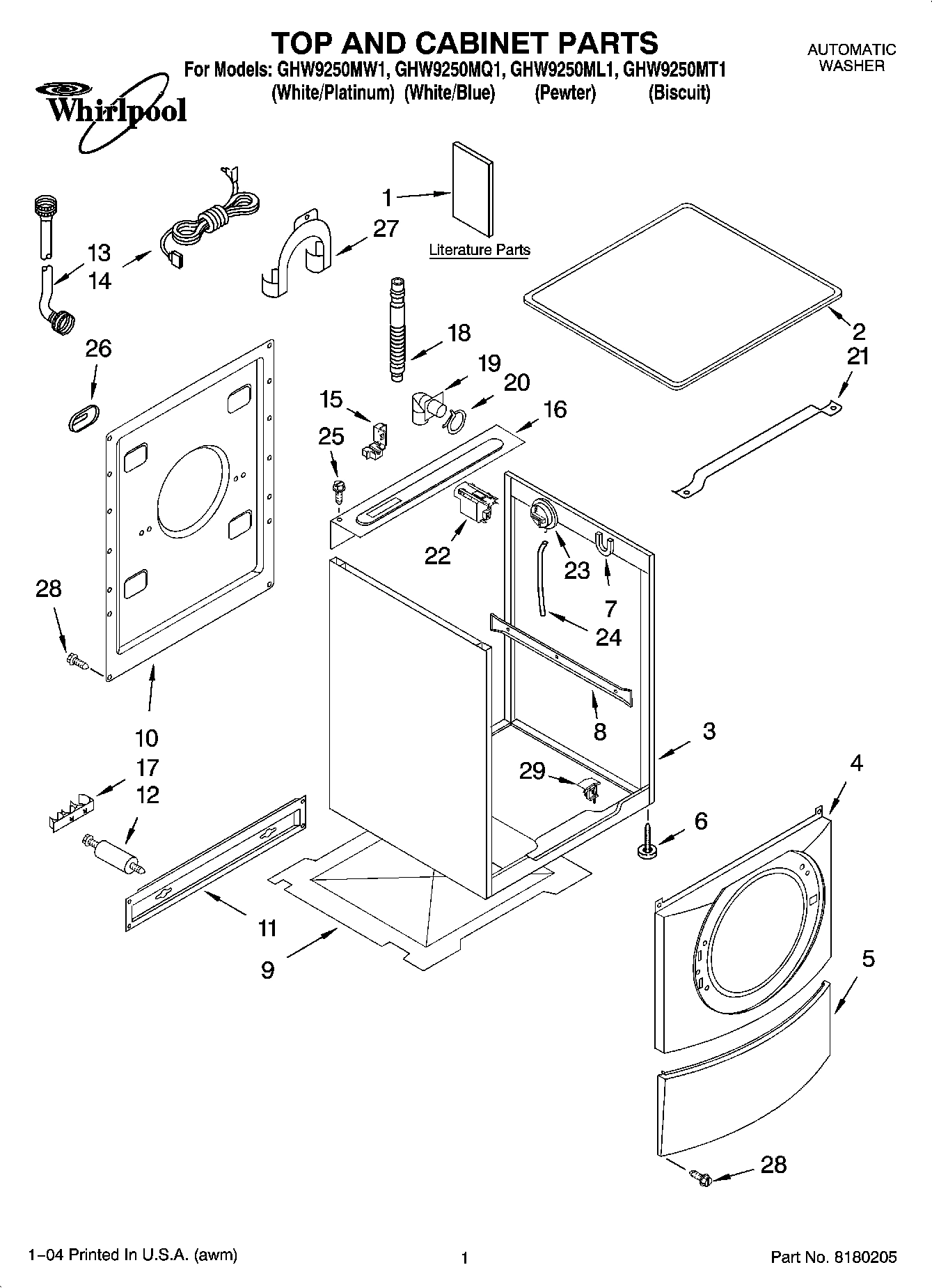 01 - TOP AND CABINET PARTS
