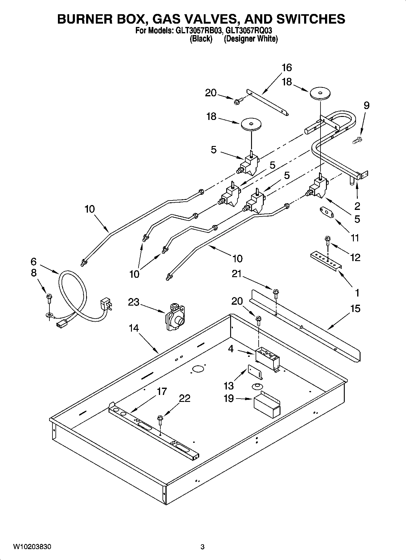 02 - BURNER BOX, GAS VALVES, AND SWITCHES