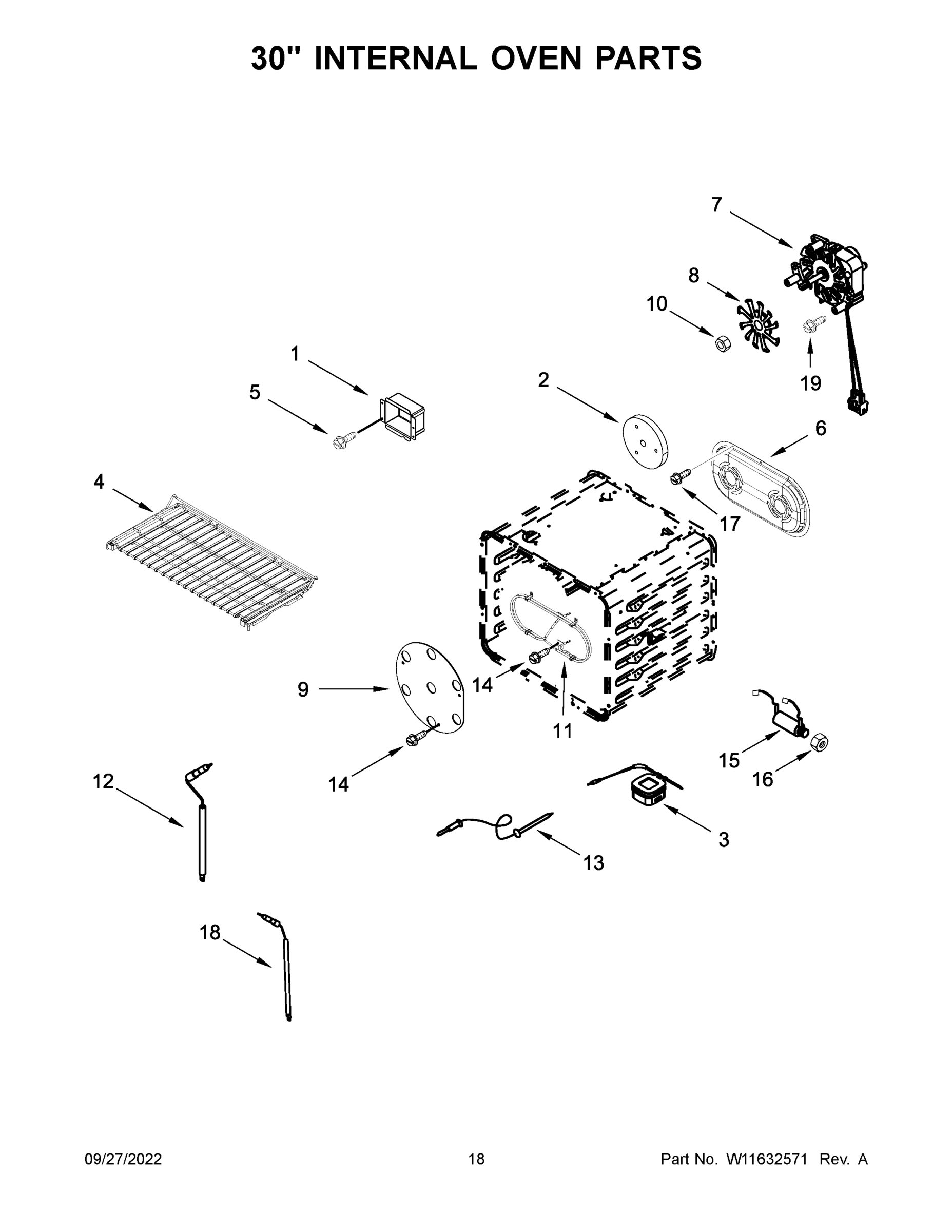 10 - 30" INTERNAL OVEN PARTS