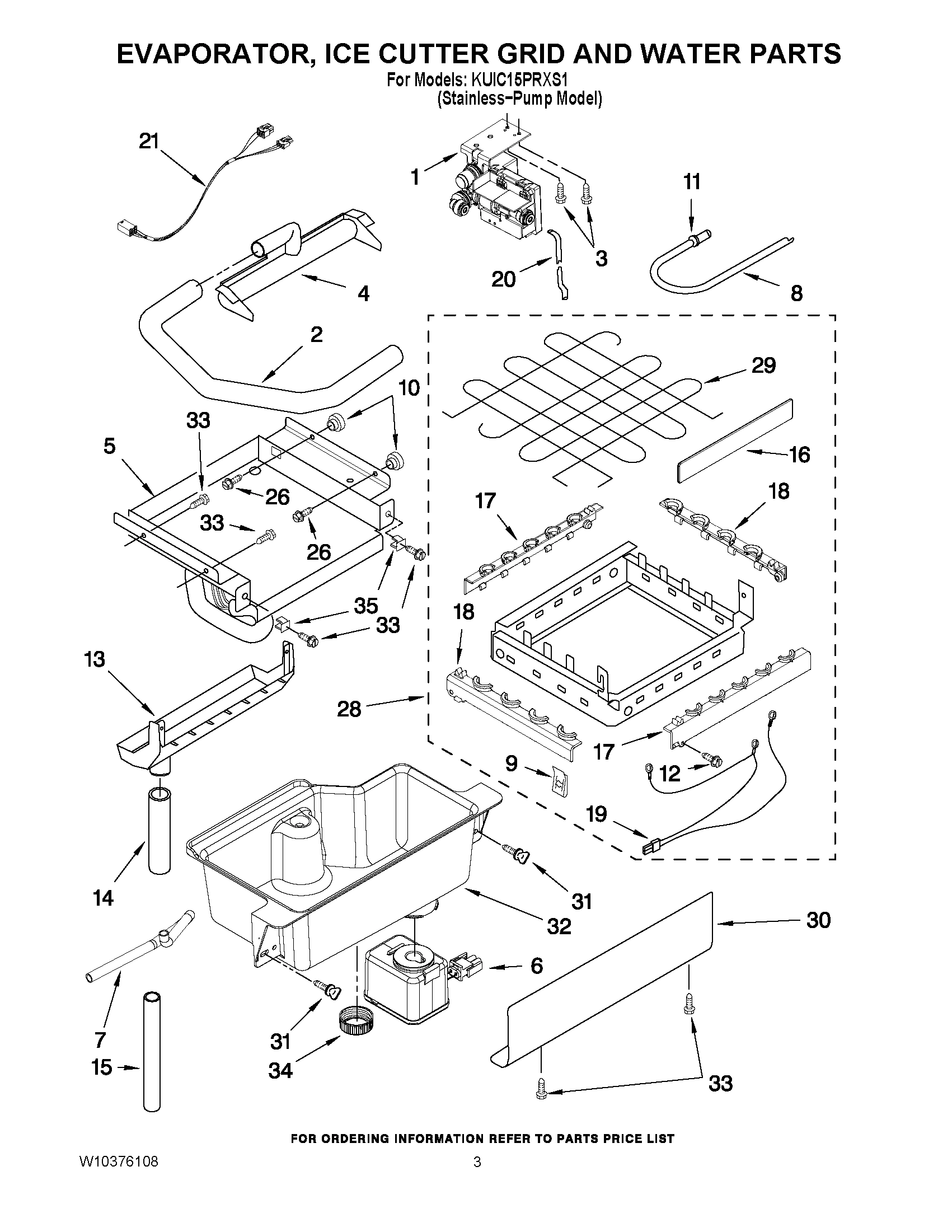 02 - EVAPORATOR, ICE CUTTER GRID AND WATER PARTS