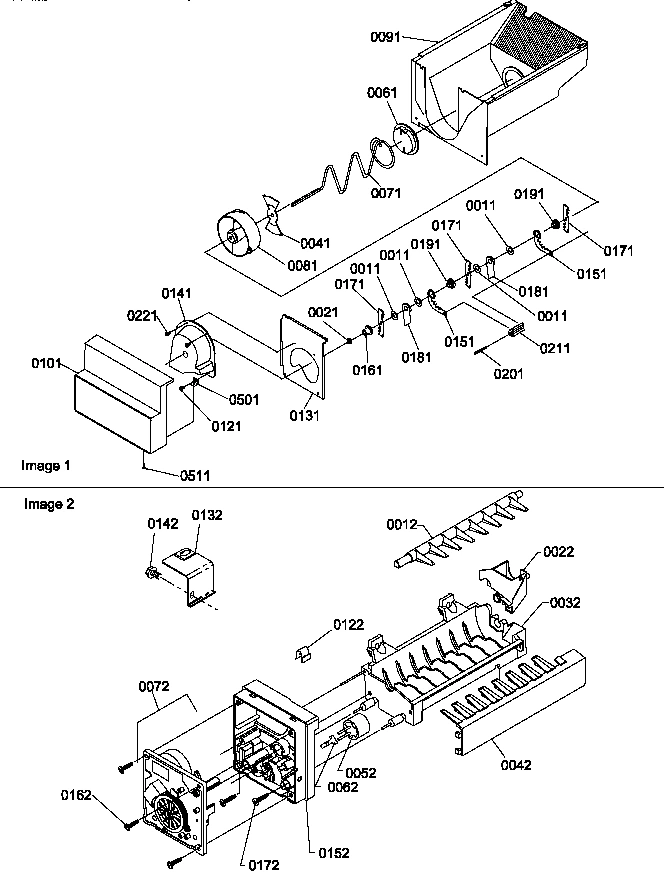 08 - ICE BUCKET AUGER AND ICE MAKER PARTS