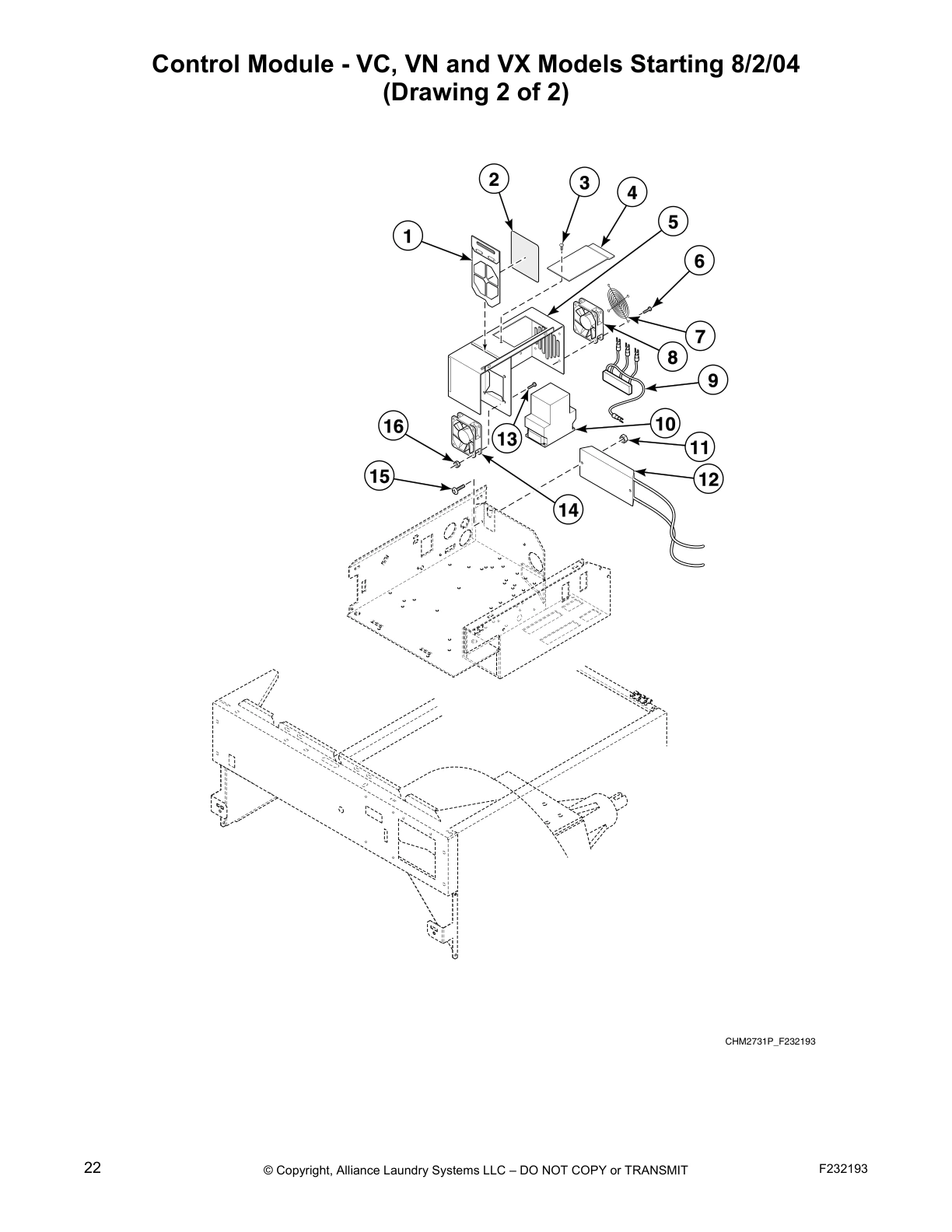 Control Module - VC, VN and VX Models Starting 8/2/04
(Drawing 2 of 2)