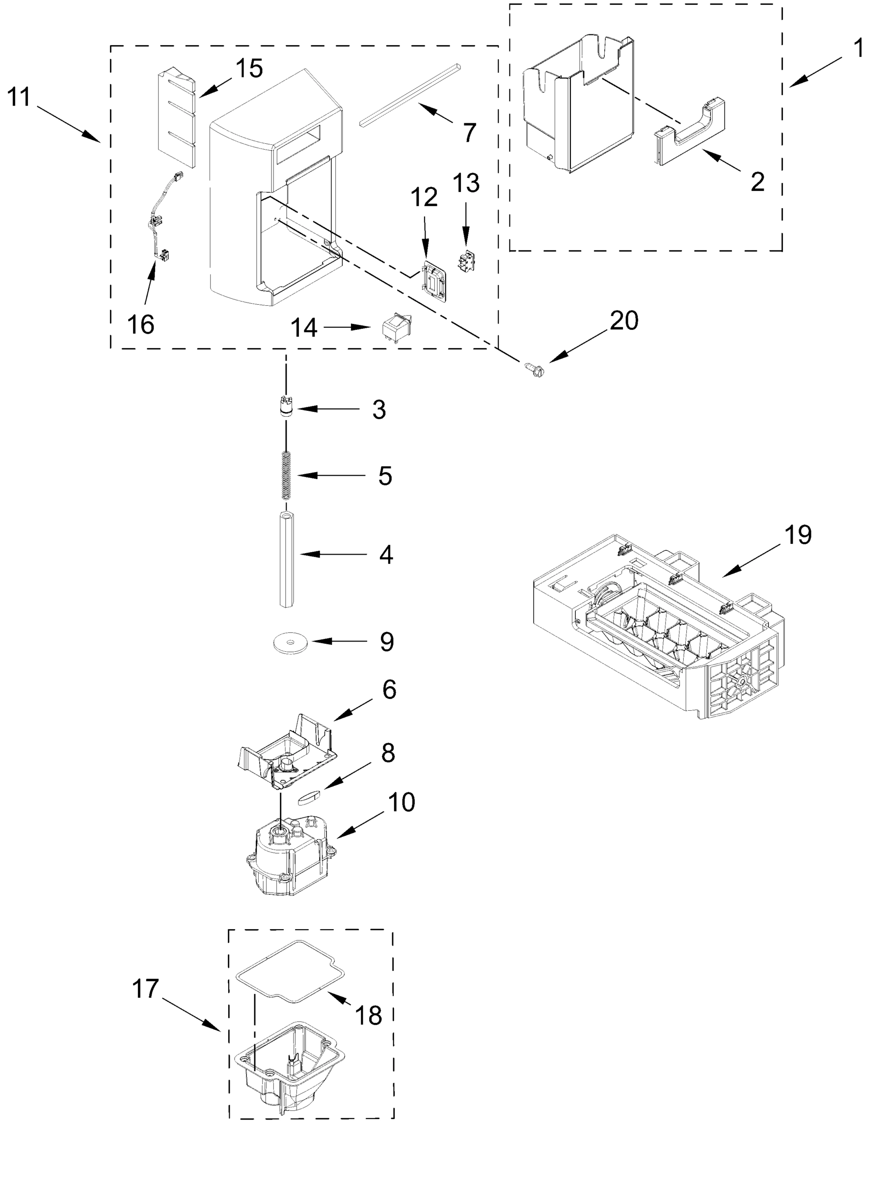 ICEMAKER AND ICE CONTAINER PARTS