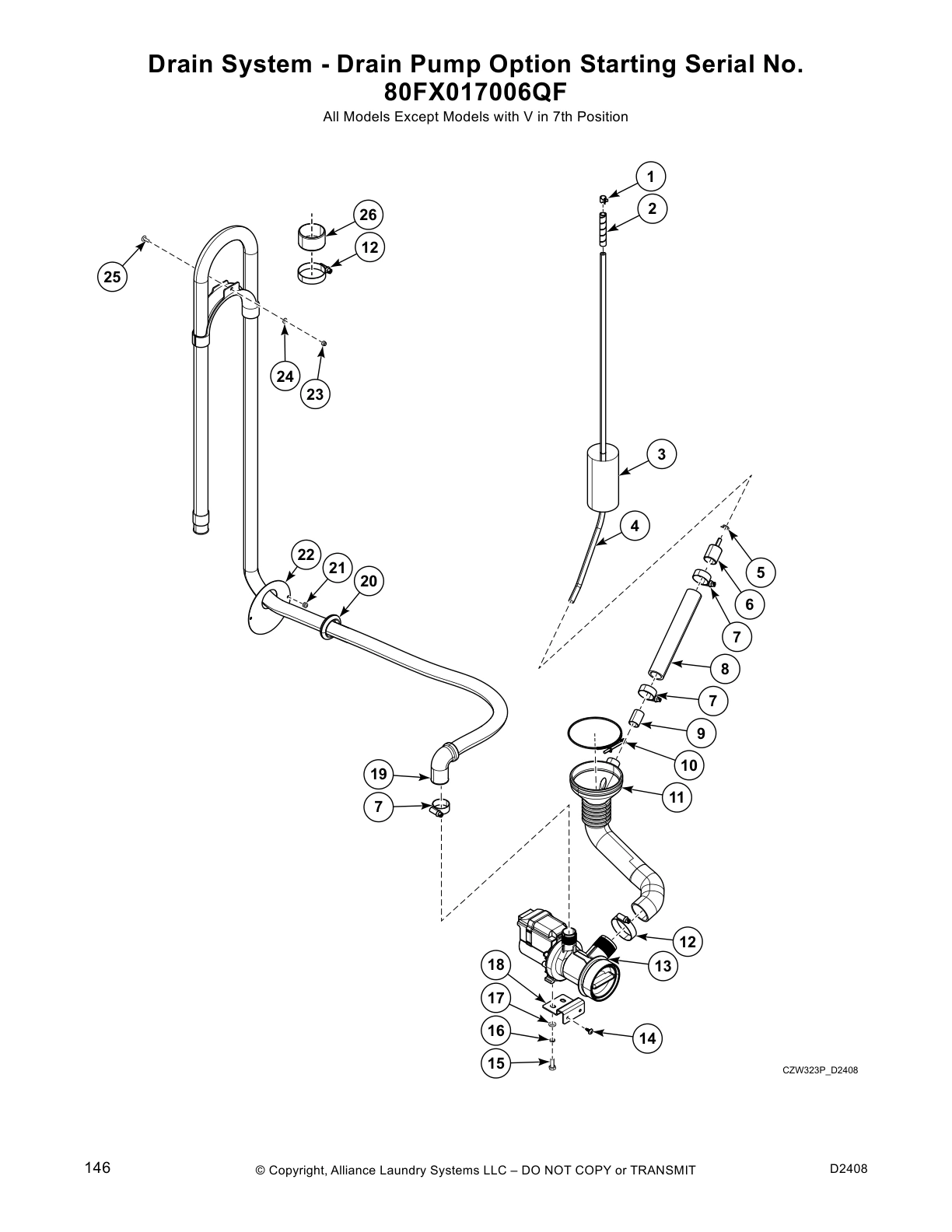 Drain System - Drain Pump Option Starting Serial No. 
80FX017006QF