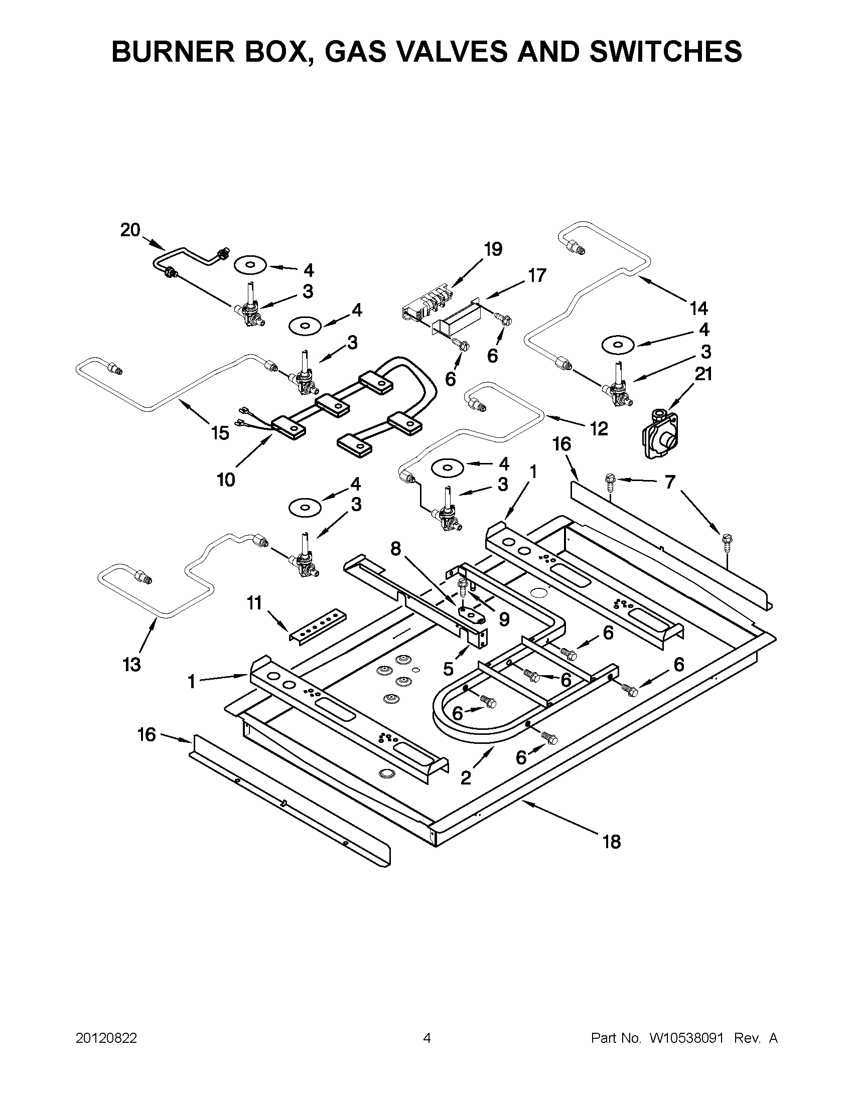 02 - BURNER BOX, GAS VALVES AND SWITCHES