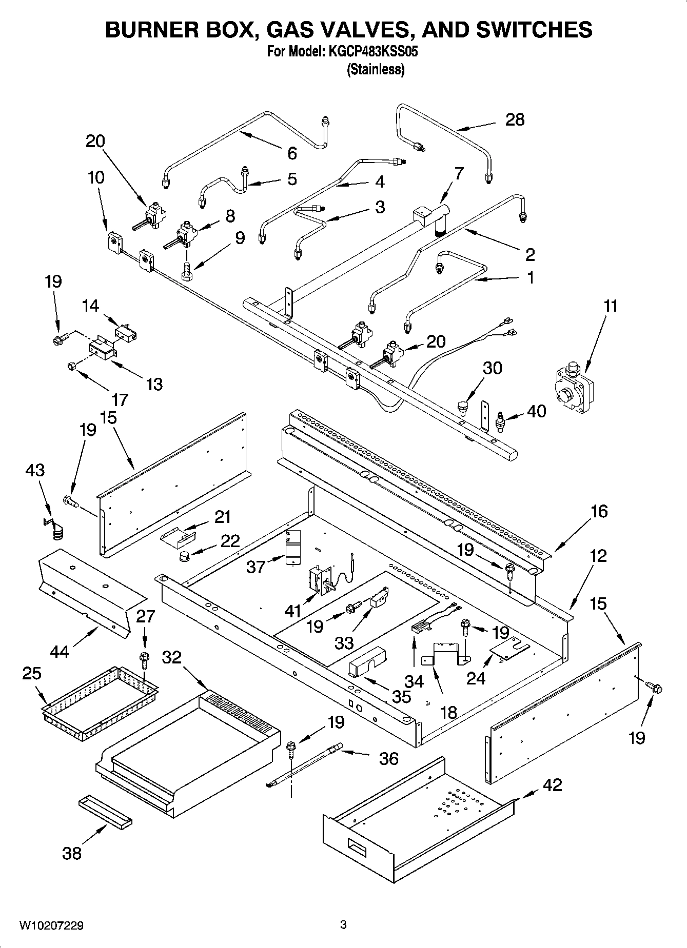 02 - BURNER BOX, GAS VALVES, AND SWITCHES, OPTIONAL PARTS