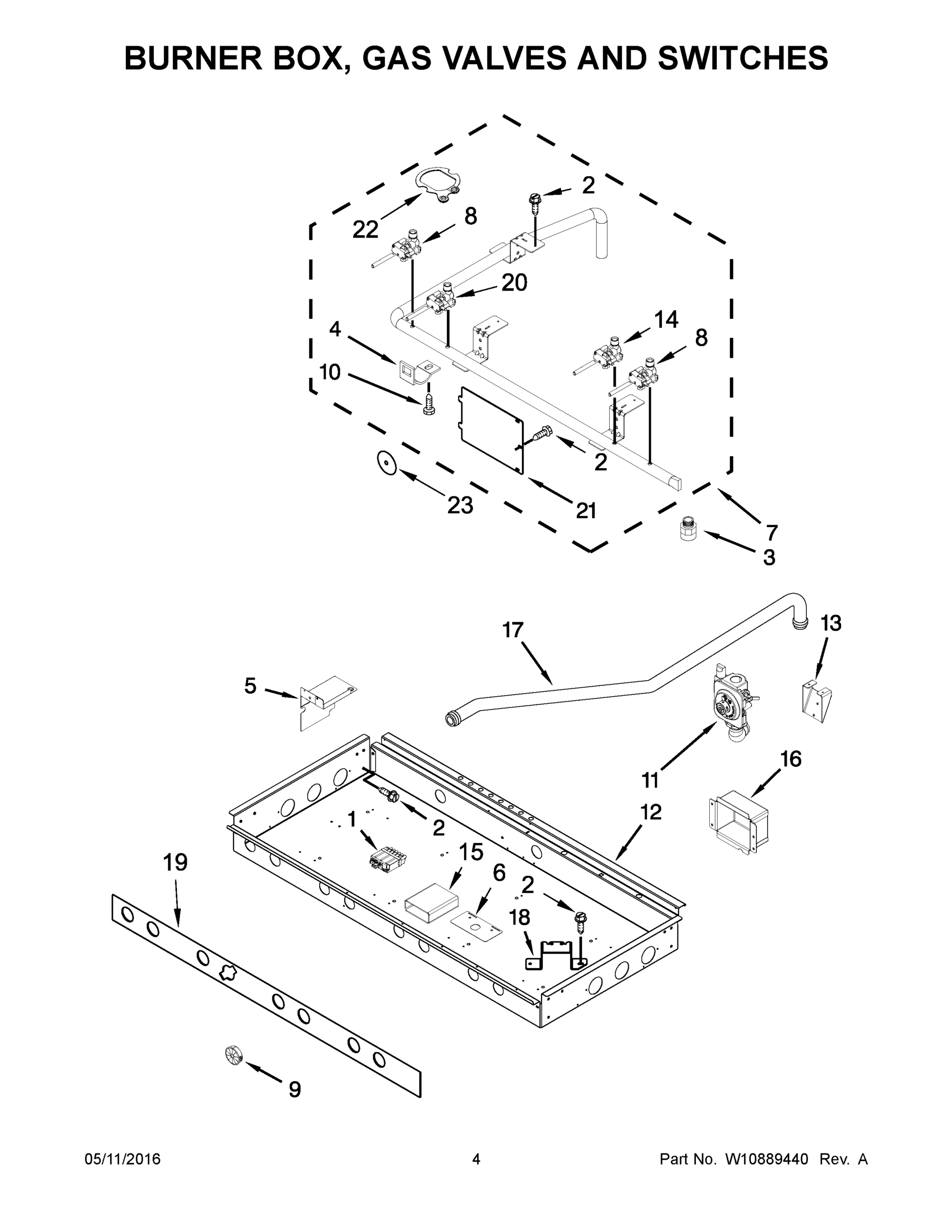 03 - BURNER BOX, GAS VALVES AND SWITCHES