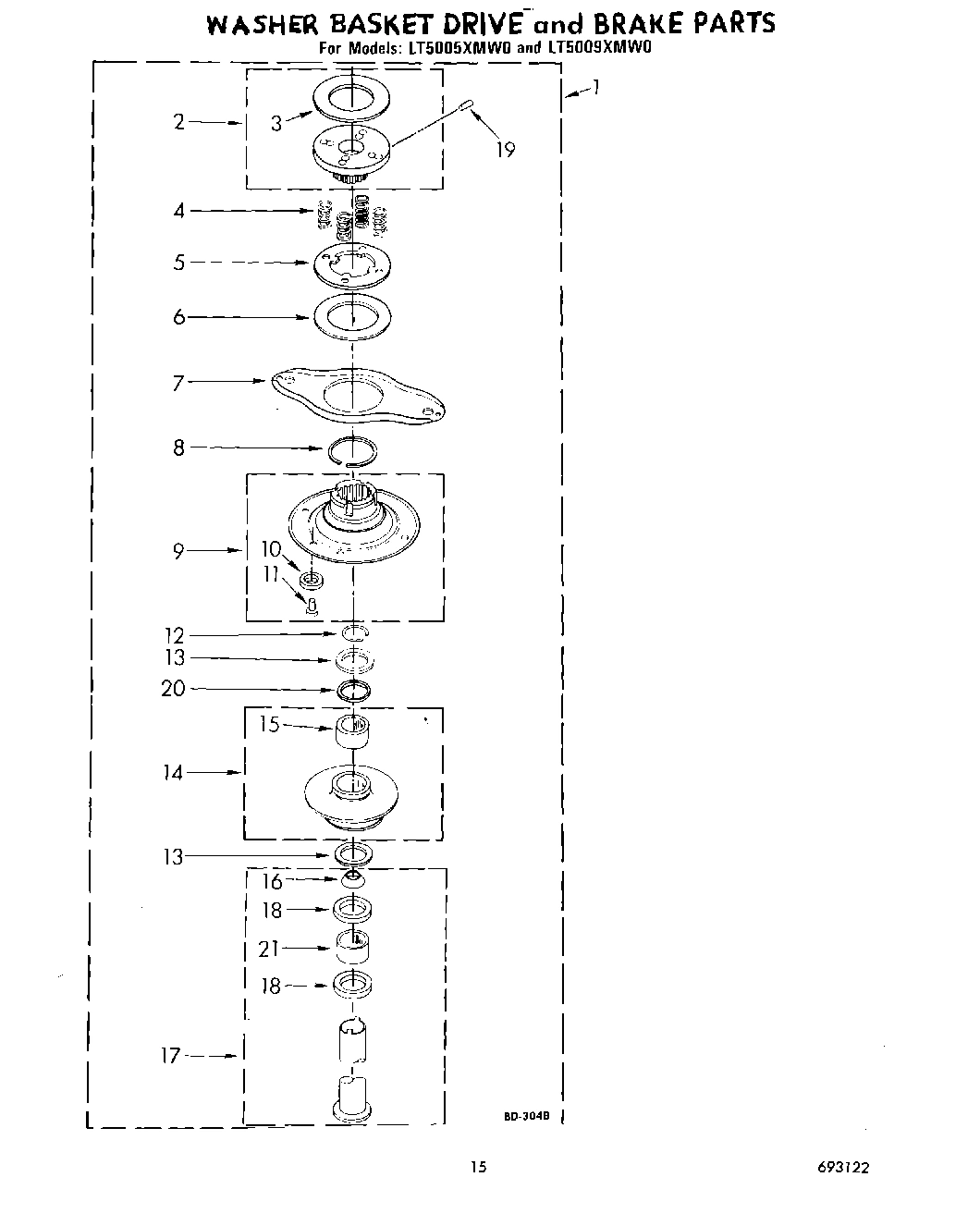 12 - WASHER BASKET DRIVE AND BRAKE