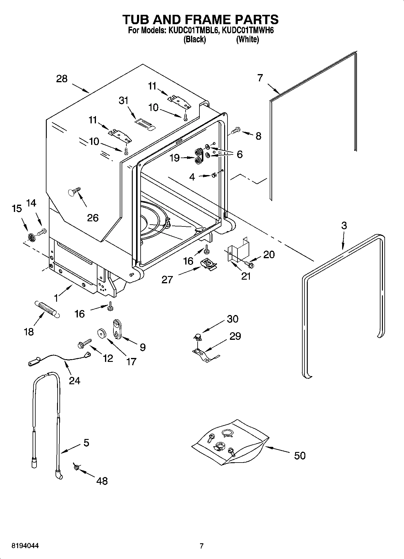 07 - TUB AND FRAME PARTS