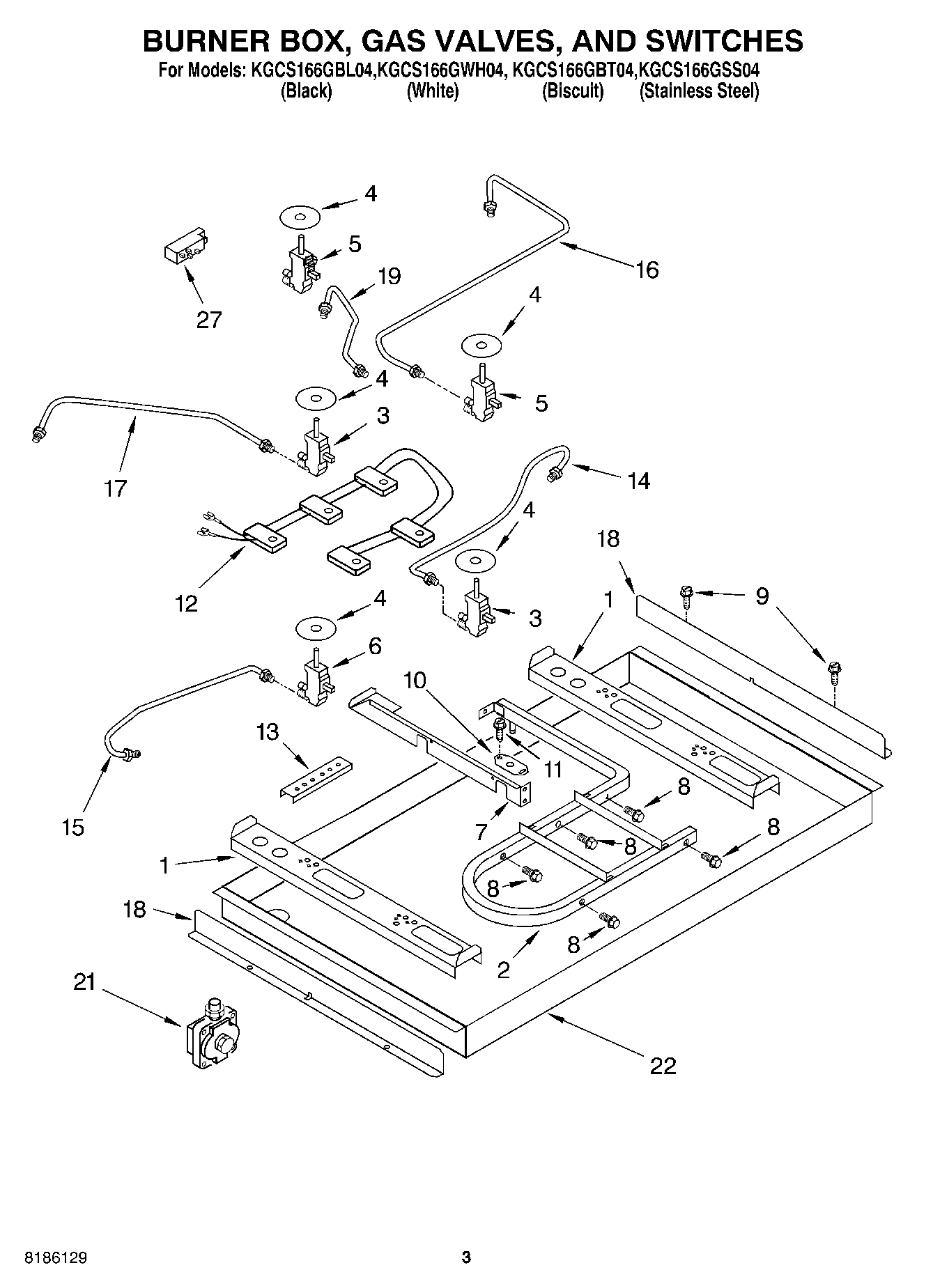 02 - BURNER BOX, GAS VALVES, AND SWITCHES