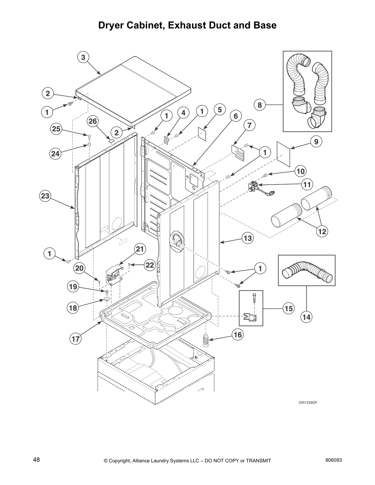 Dryer Cabinet, Exhaust Duct and Base