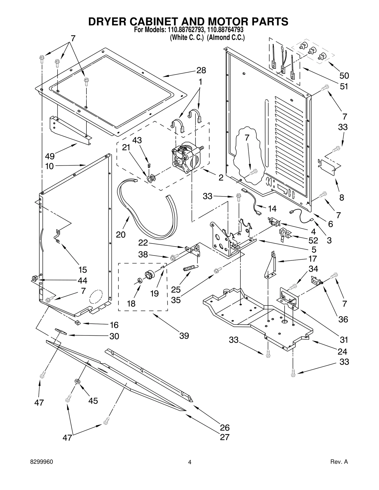 DRYER CABINET AND MOTOR PARTS