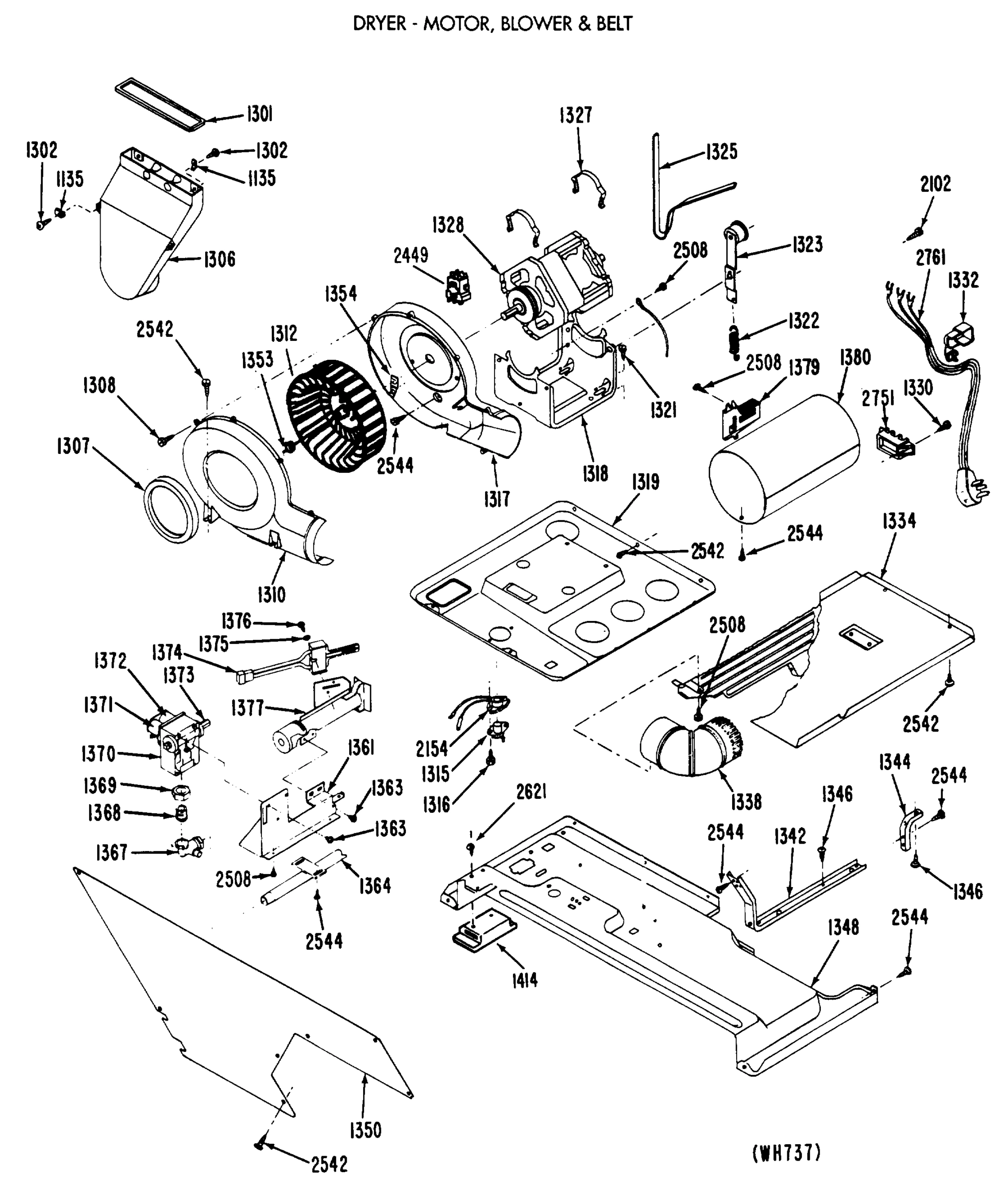 DRYER-MOTOR, BLOWER & BELT