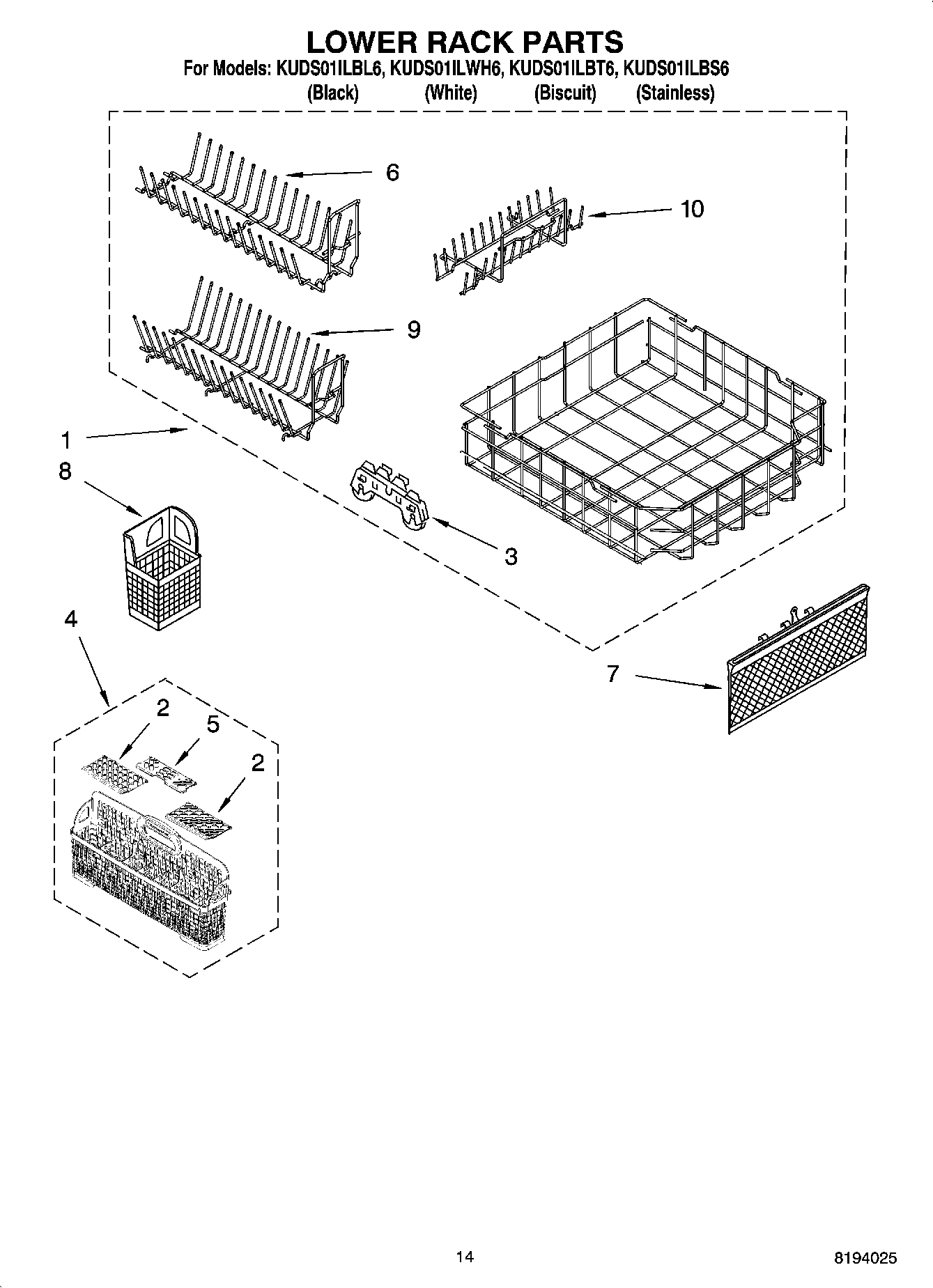 11 - LOWER RACK PARTS, OPTIONAL PARTS (NOT INCLUDED)