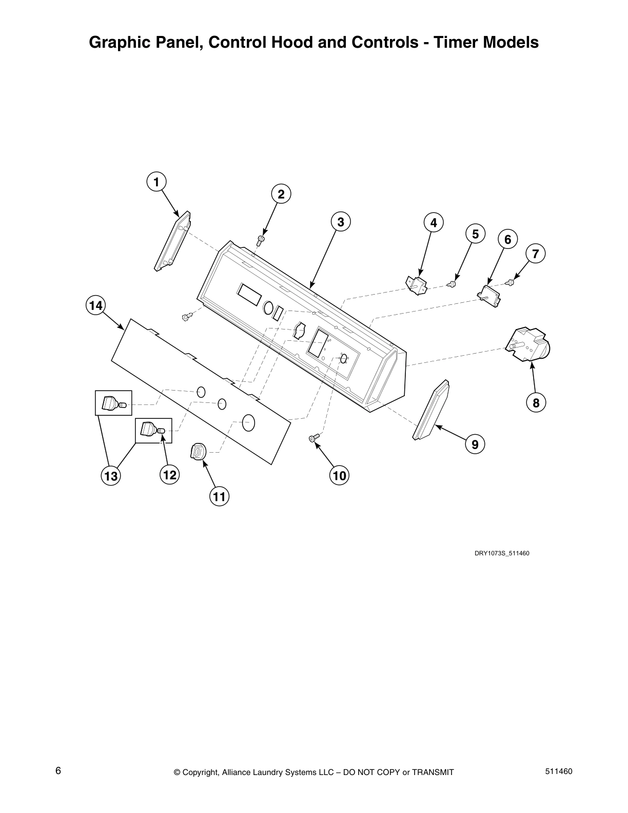 Graphic Panel, Control Hood and Controls - Timer Models