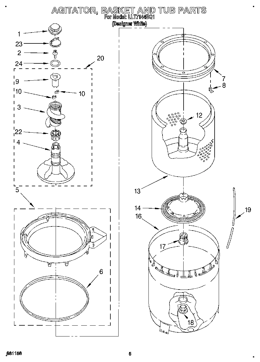 03 - AGITATOR, BASKET AND TUB