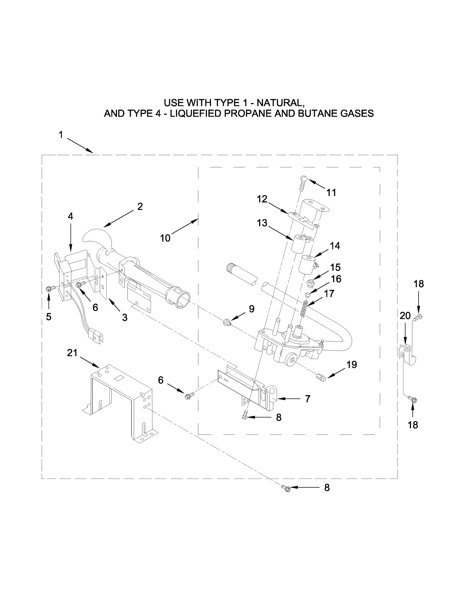W10608838 BURNER ASSEMBLY PARTS