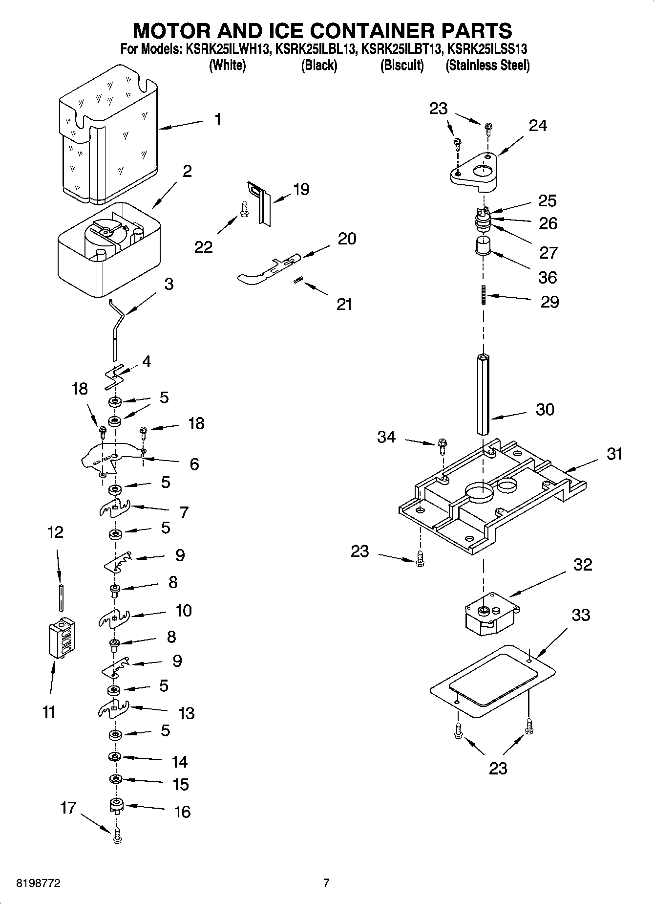 05 - MOTOR AND ICE CONTAINER PARTS