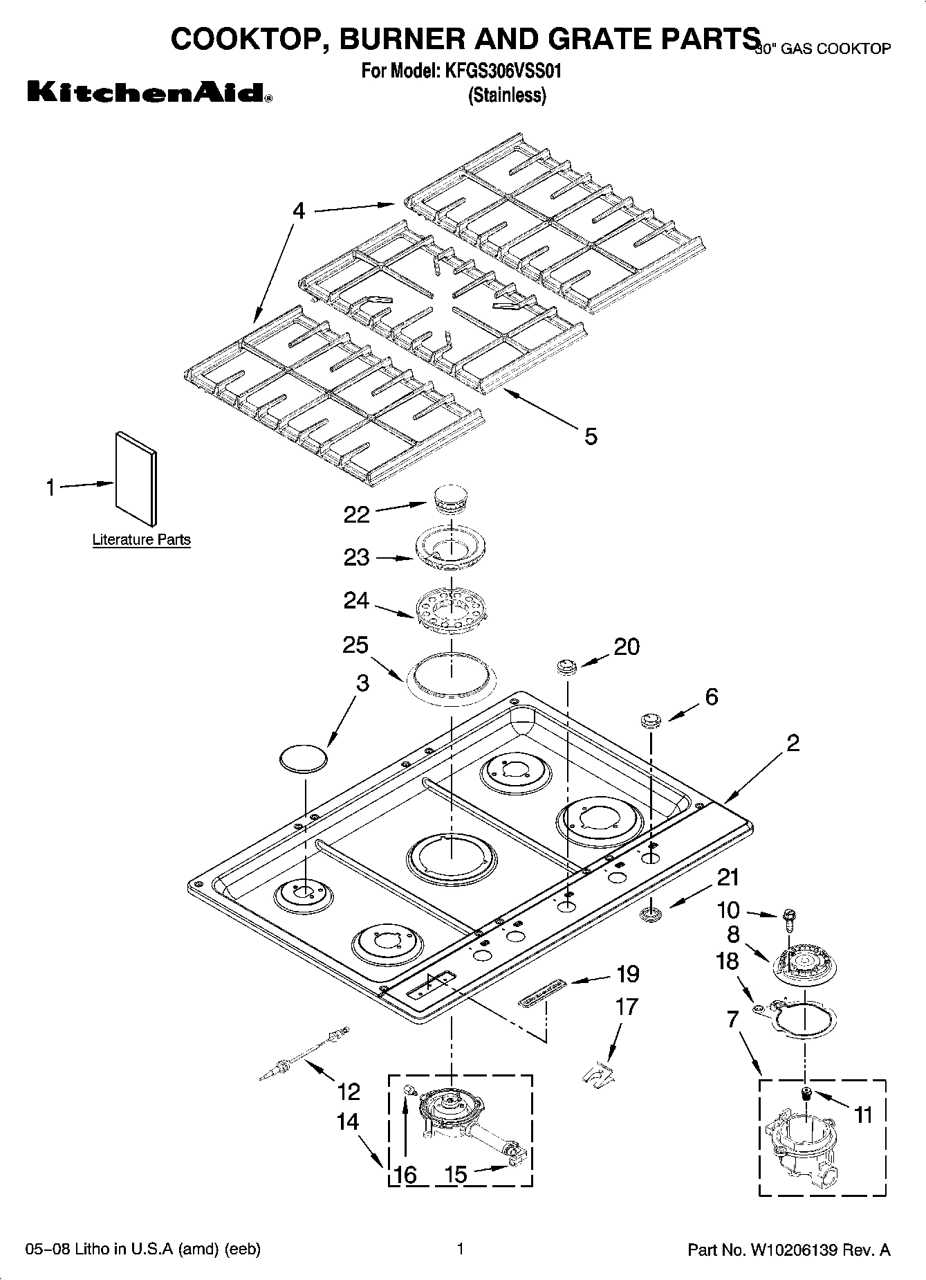 01 - COOKTOP, BURNER AND GRATE PARTS
