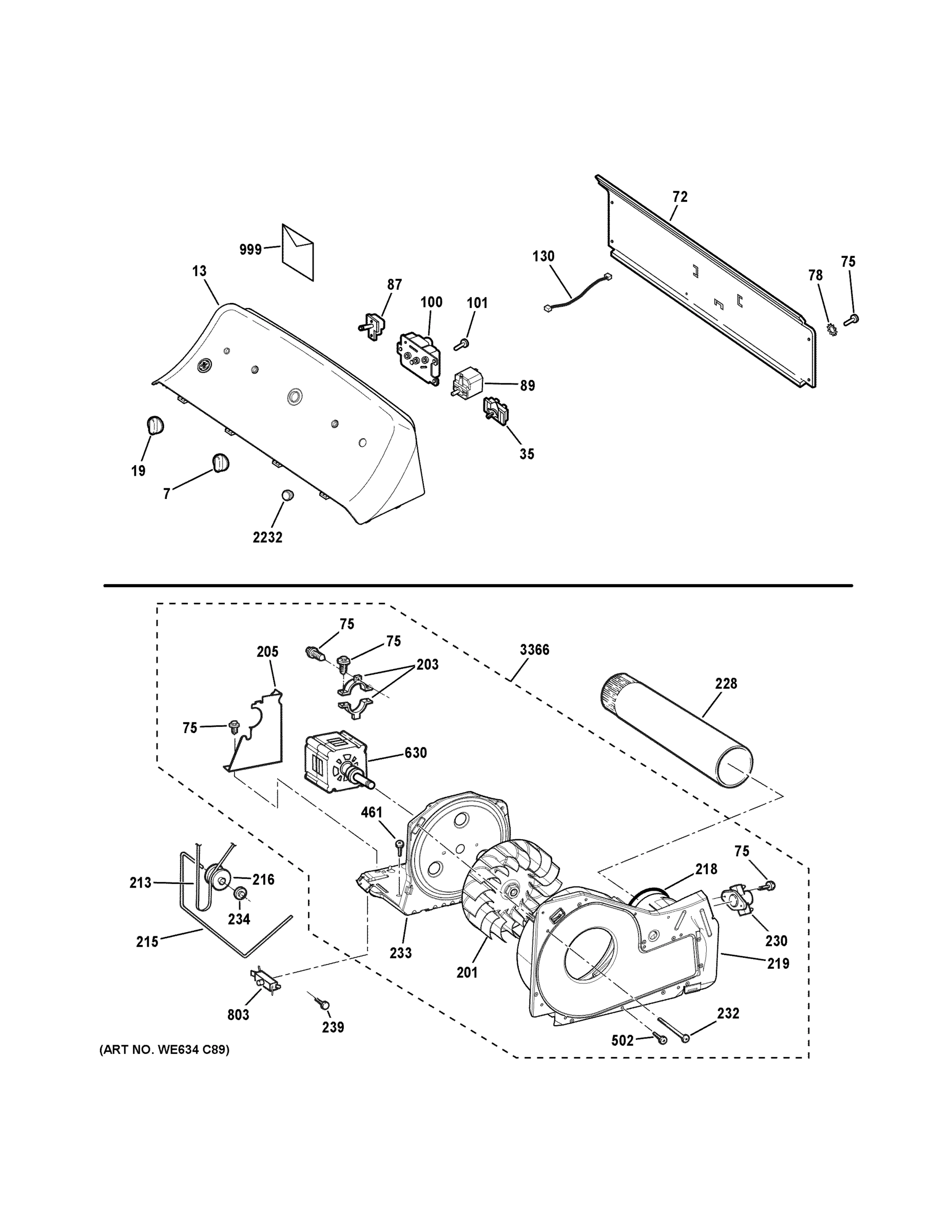 BACKSPLASH, BLOWER & MOTOR ASSEMBLY