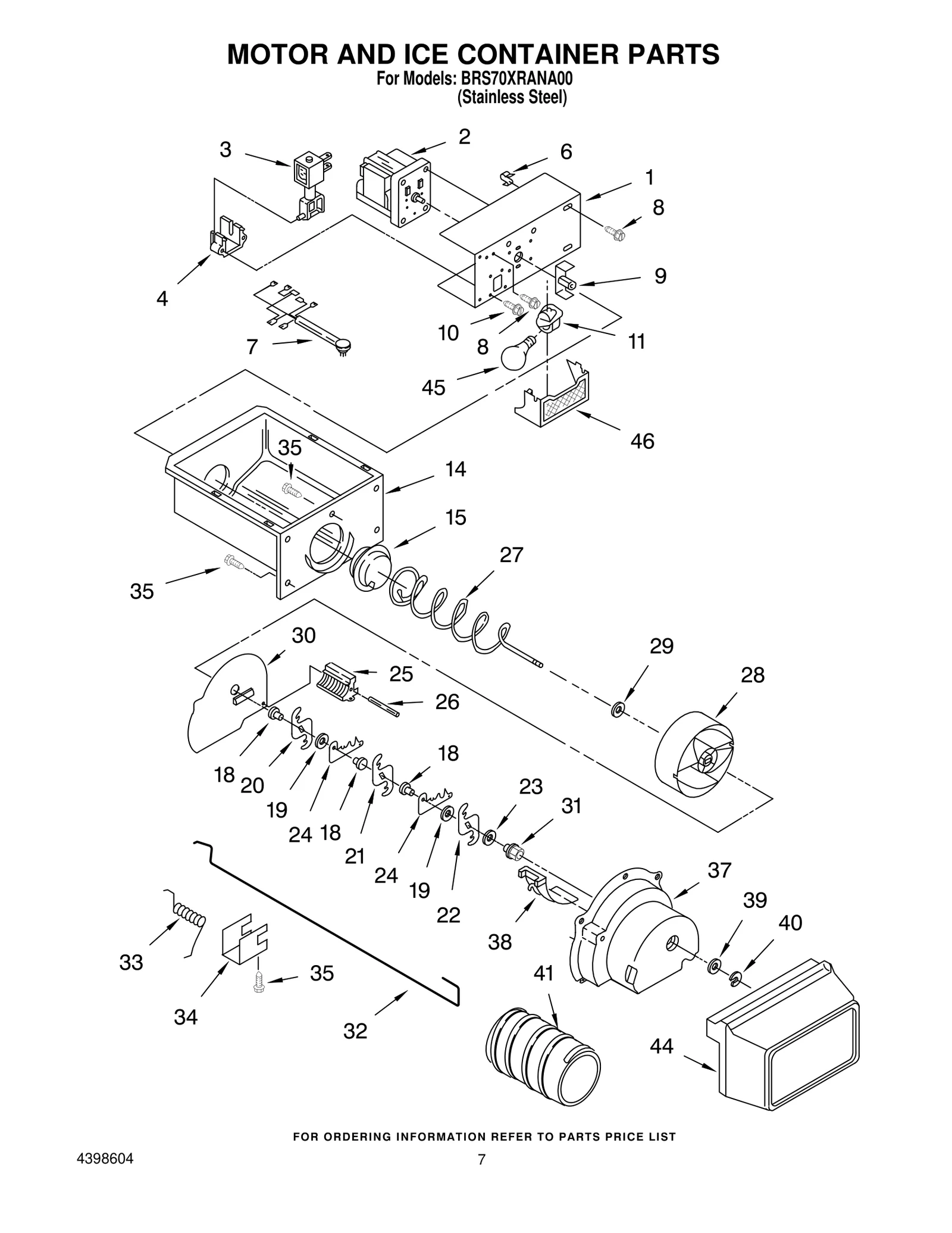 MOTOR AND ICE CONTAINER PARTS