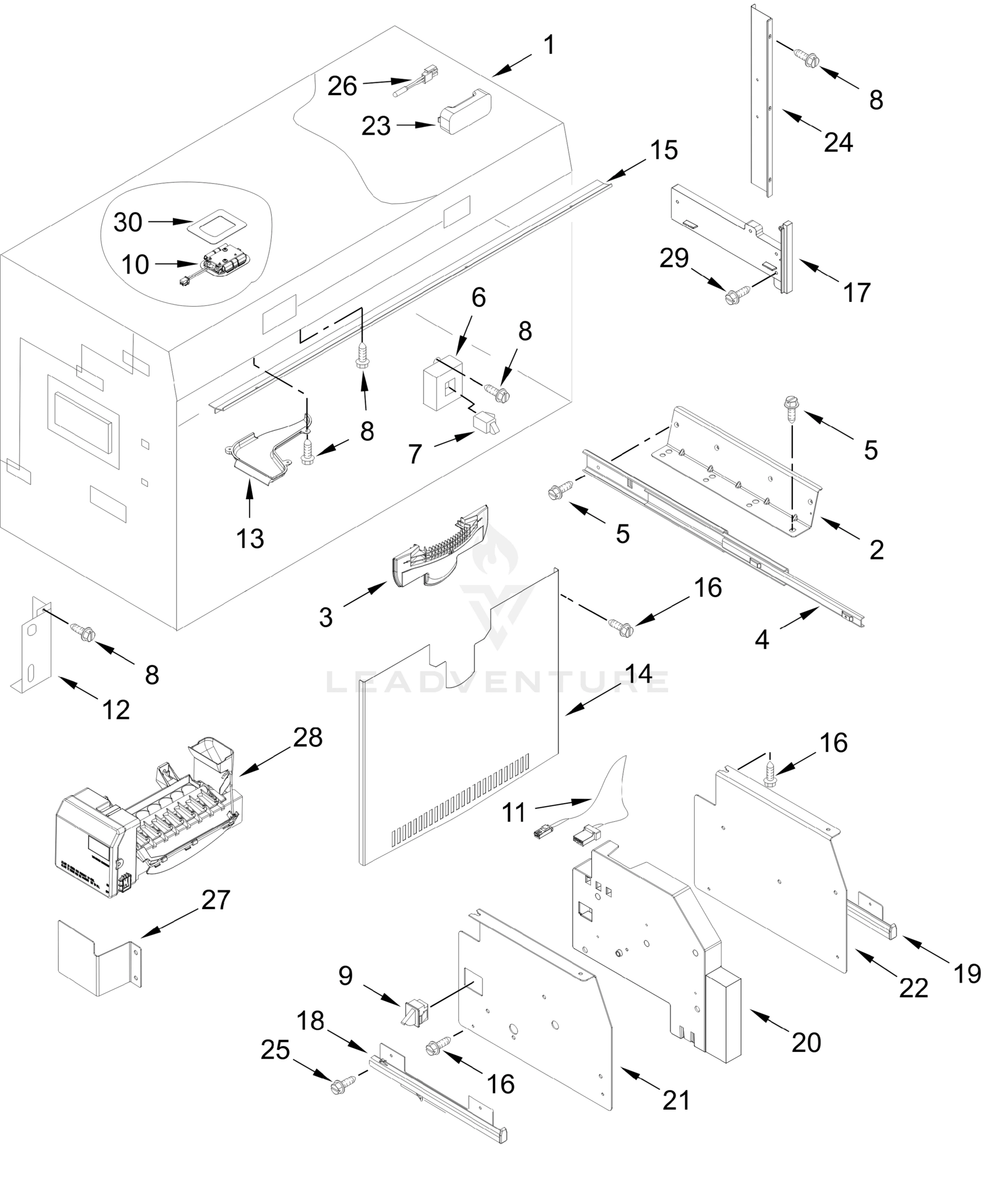 FREEZER LINER AND ICEMAKER PARTS